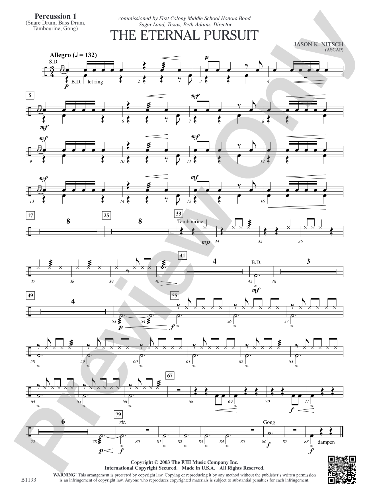 The Eternal Pursuit: Percussion 1