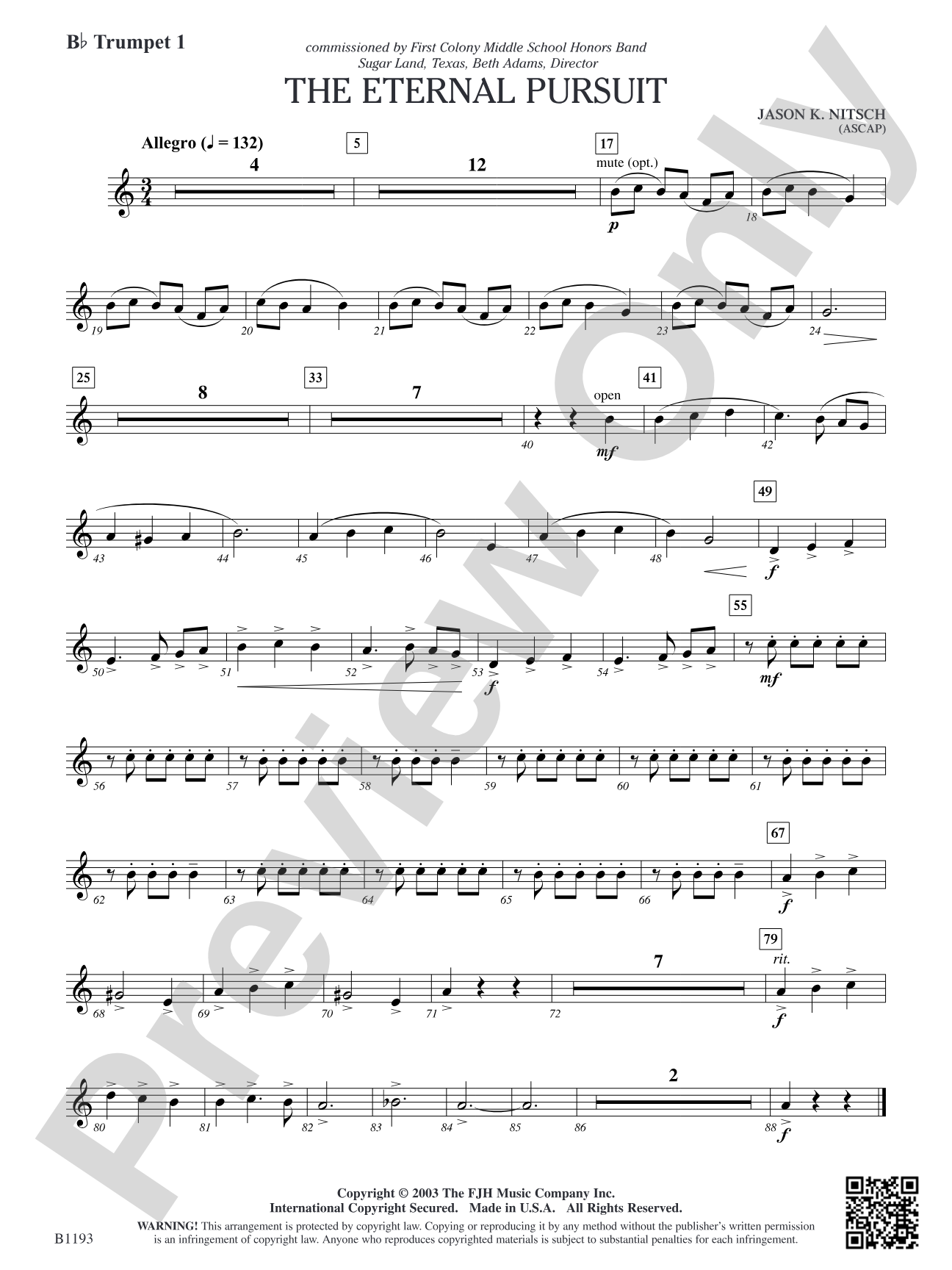 The Eternal Pursuit: B-flat Trumpet 1