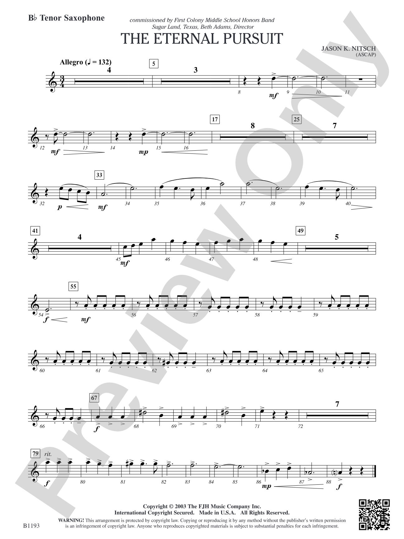 The Eternal Pursuit: B-flat Tenor Saxophone