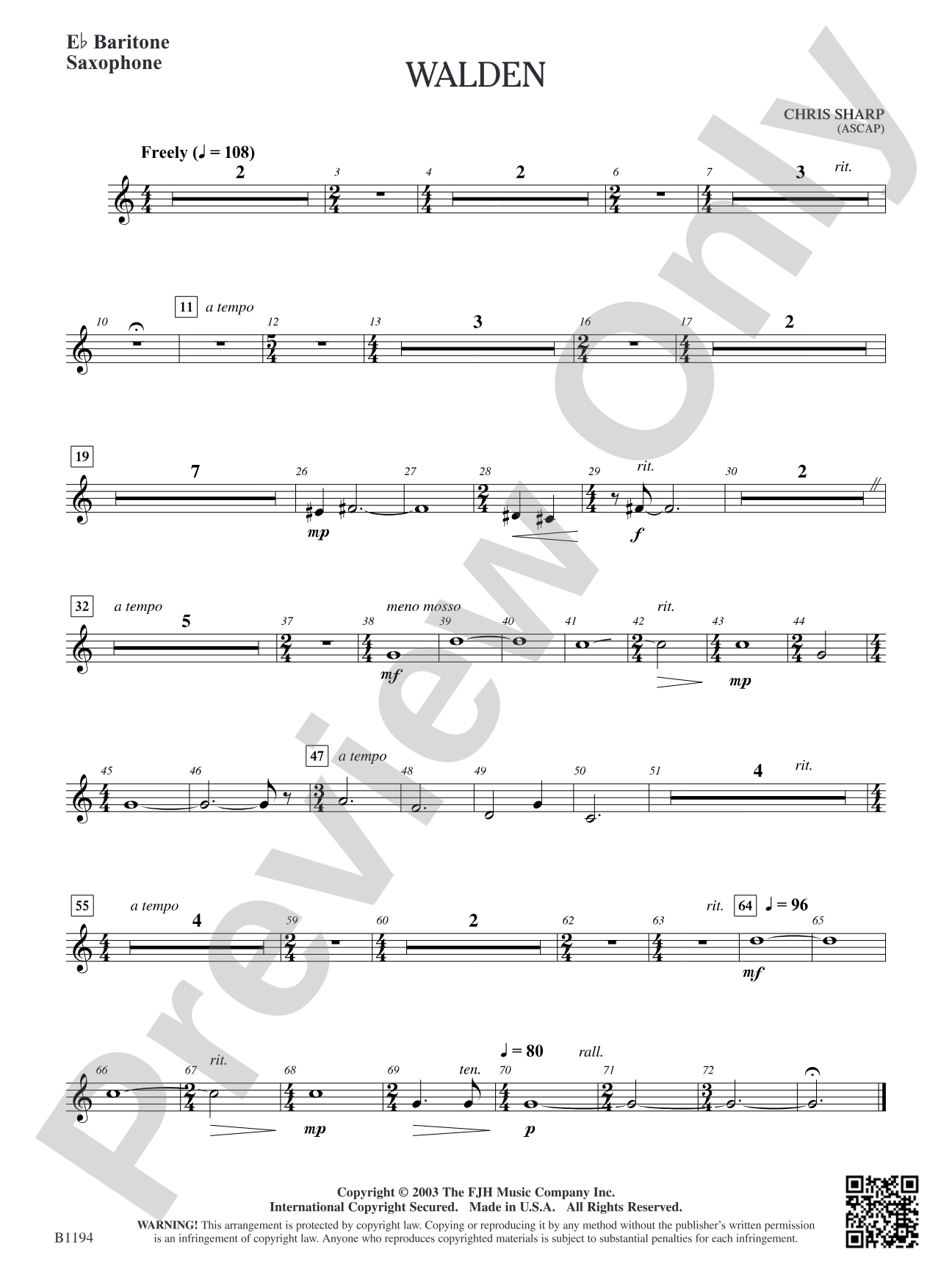 Walden: E-flat Baritone Saxophone