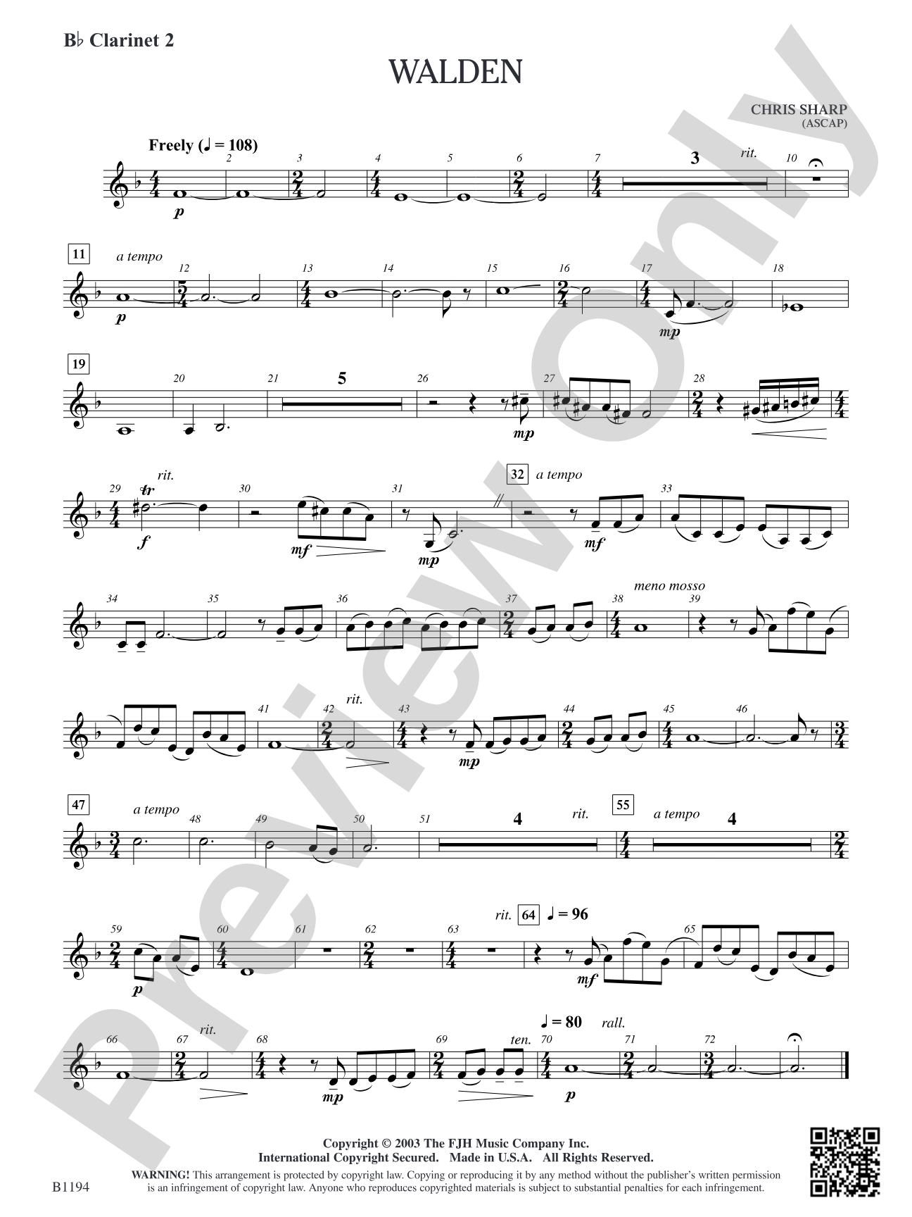 Walden: B-flat Clarinet 2