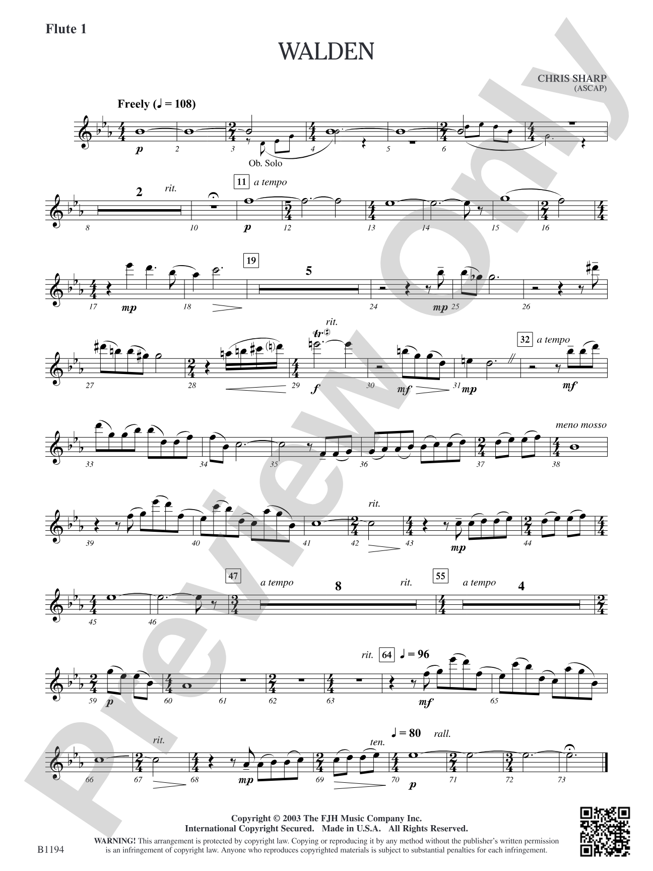 Walden: Flute 1