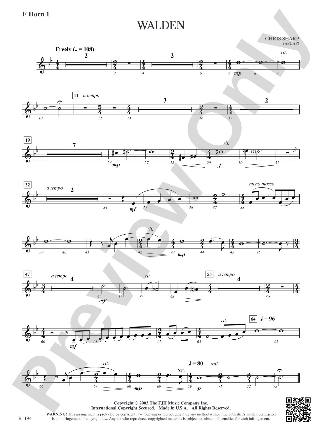 Walden: F Horn 1