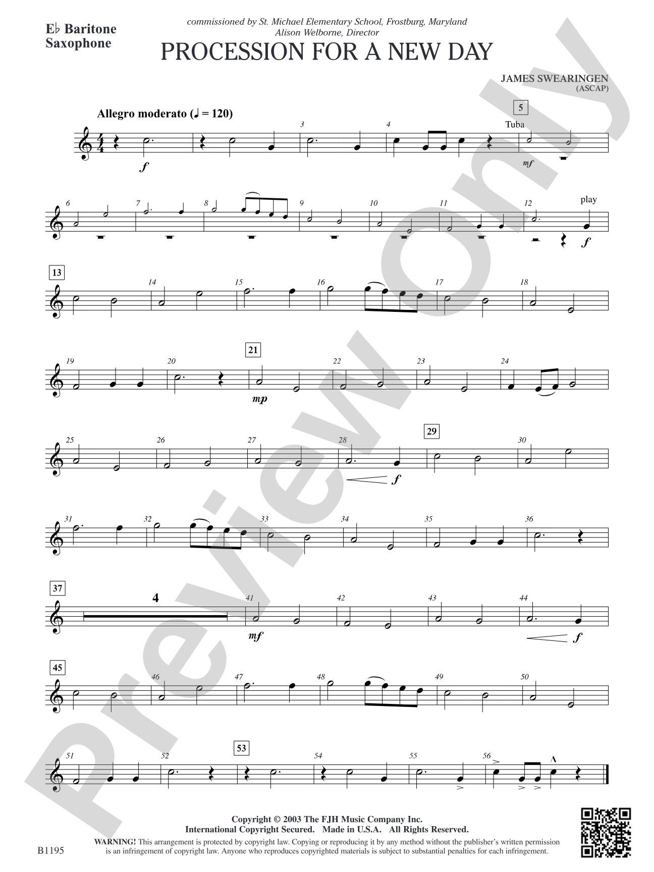 Procession for a New Day: E-flat Baritone Saxophone