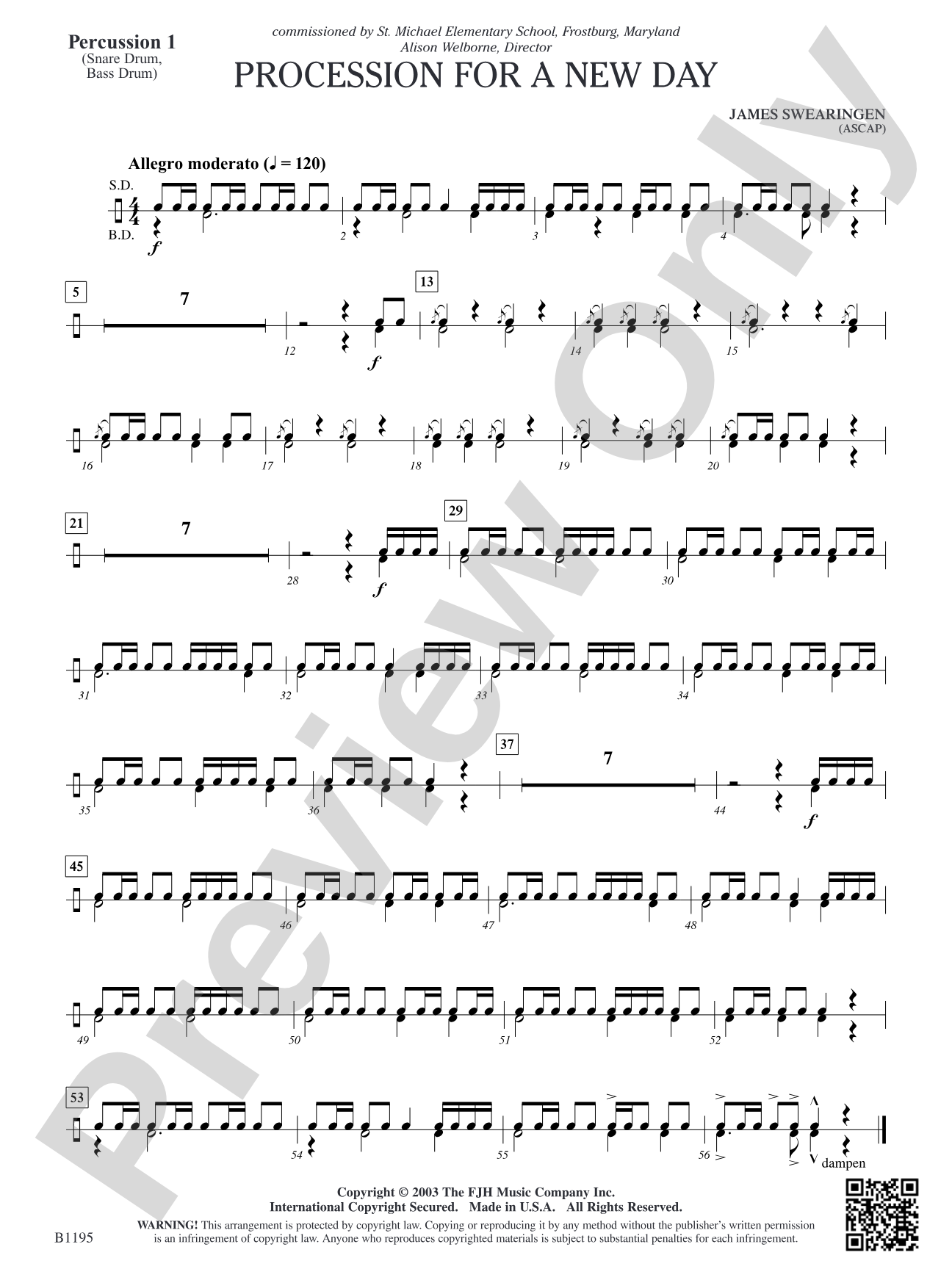 Procession for a New Day: Percussion 1