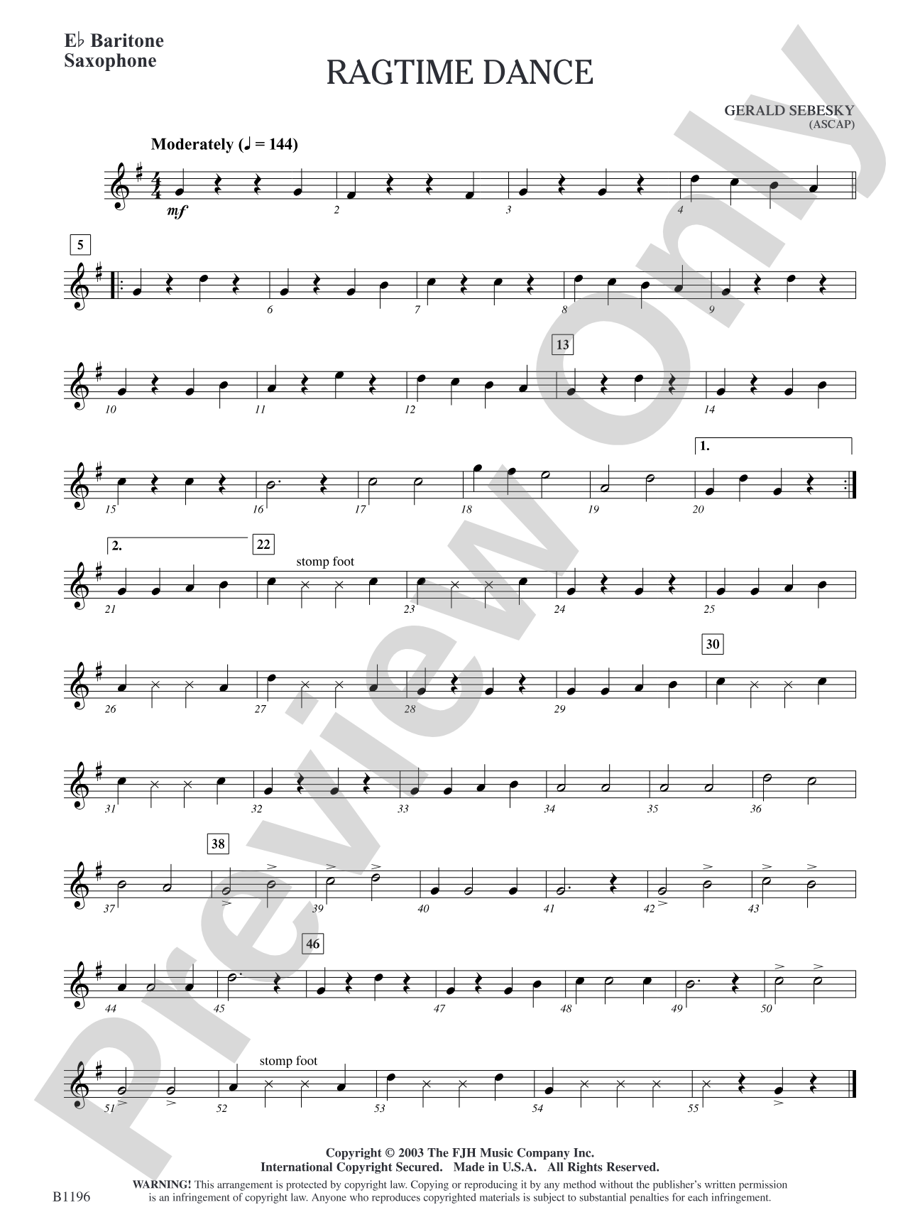 Ragtime Dance: E-flat Baritone Saxophone