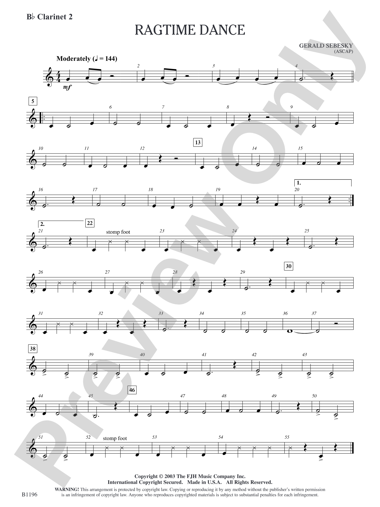 Ragtime Dance: B-flat Clarinet 2