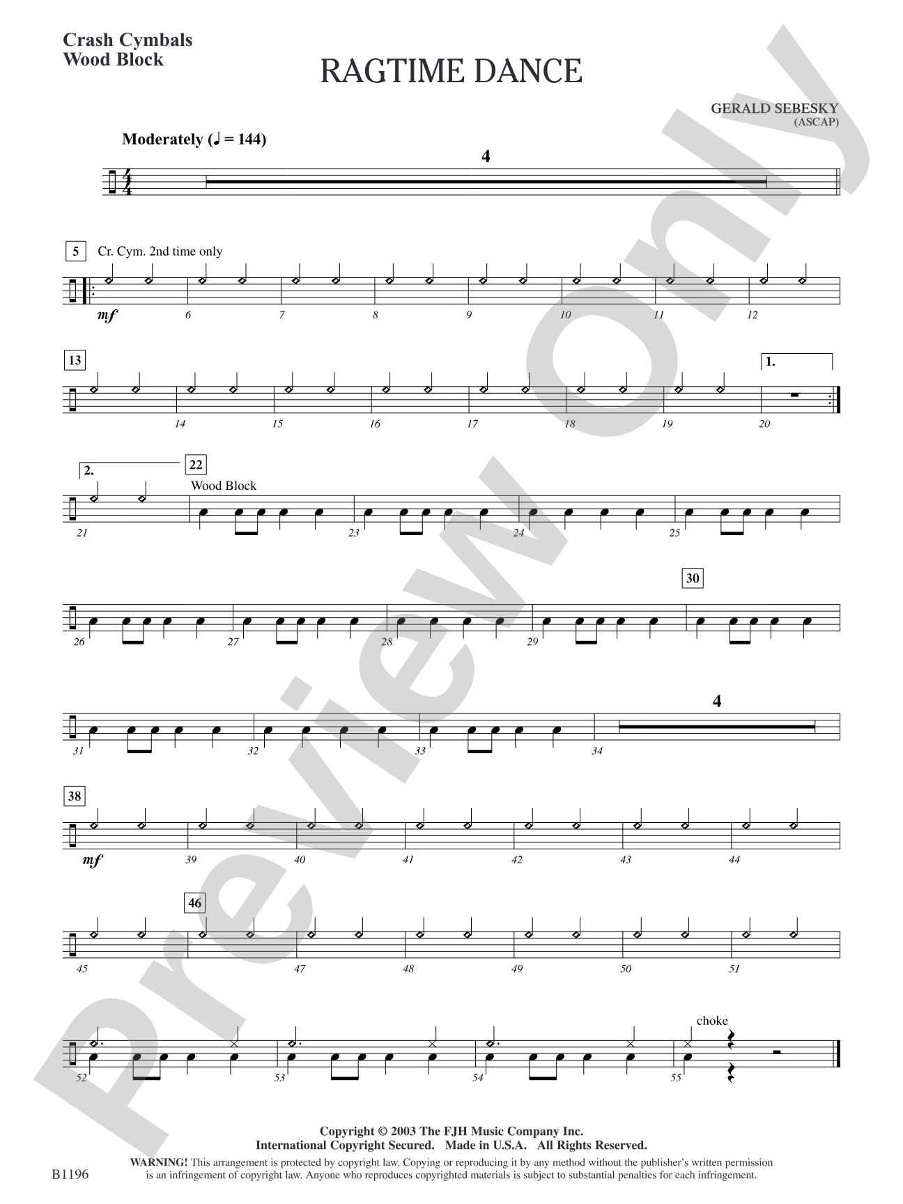 Ragtime Dance: Crash Cymbals/Wood Block