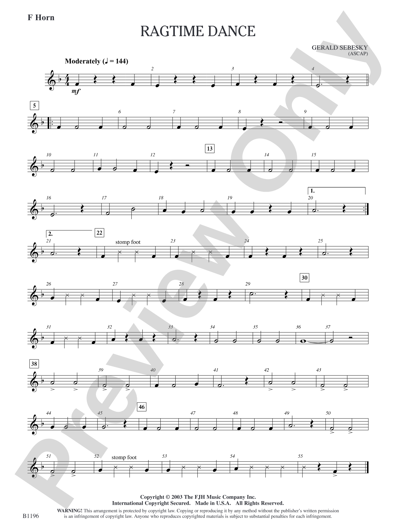 Ragtime Dance: F Horn