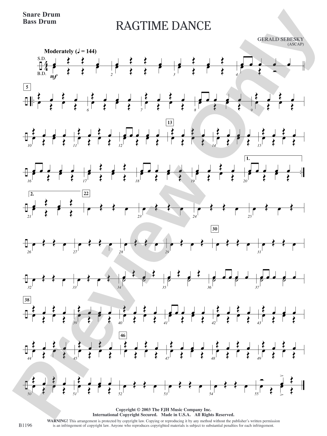 Ragtime Dance: Snare Drum/Bass Drum