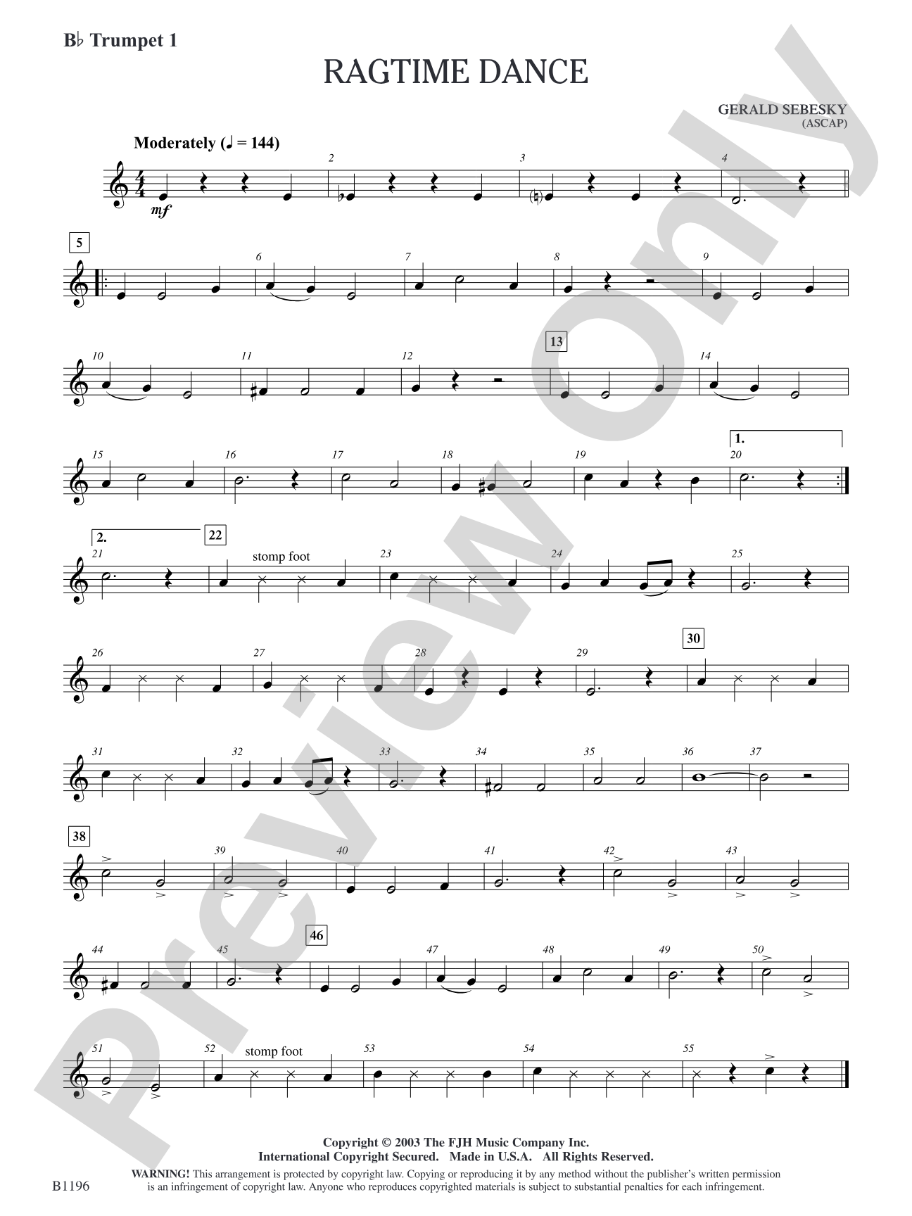 Ragtime Dance: B-flat Trumpet 1