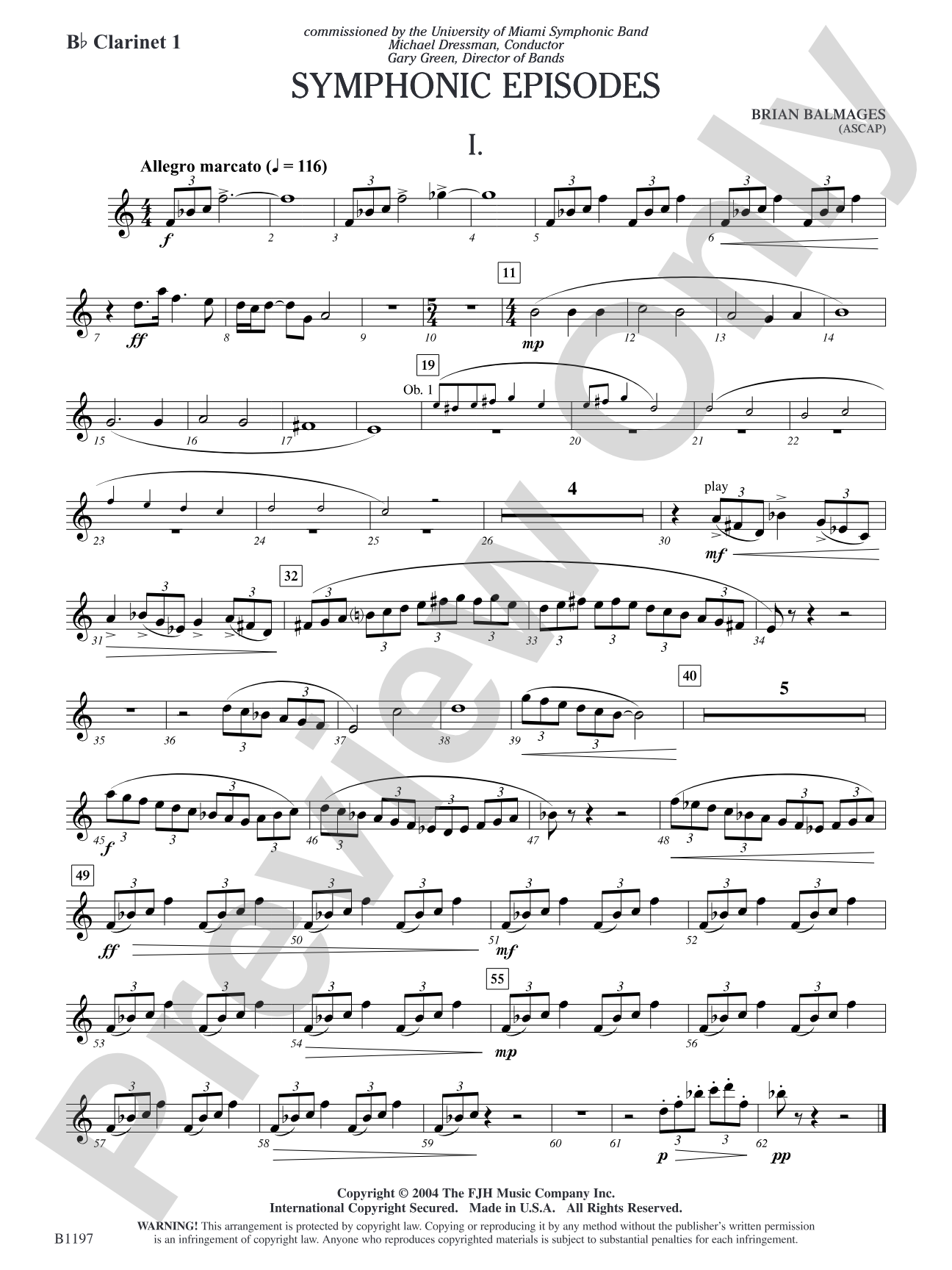 Symphonic Episodes: B-flat Clarinet 1