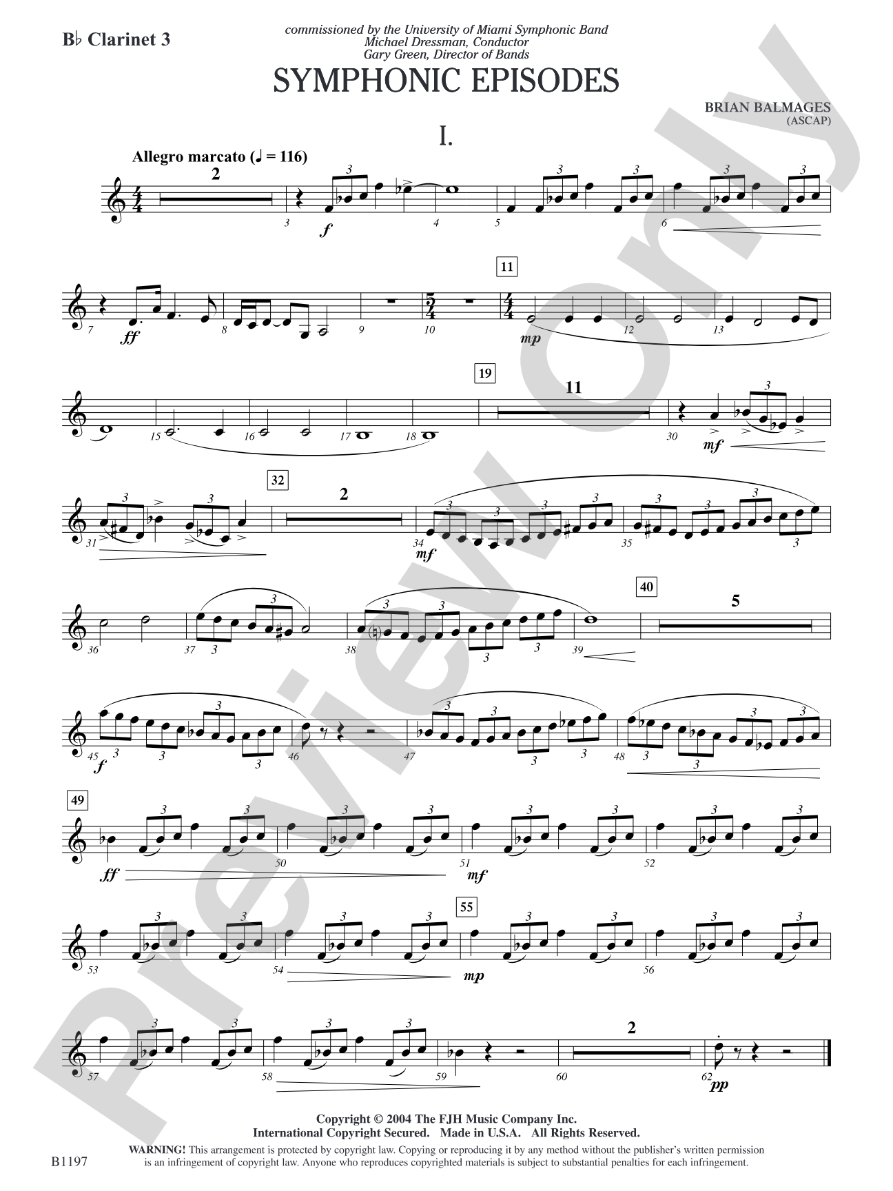 Symphonic Episodes: B-flat Clarinet 3