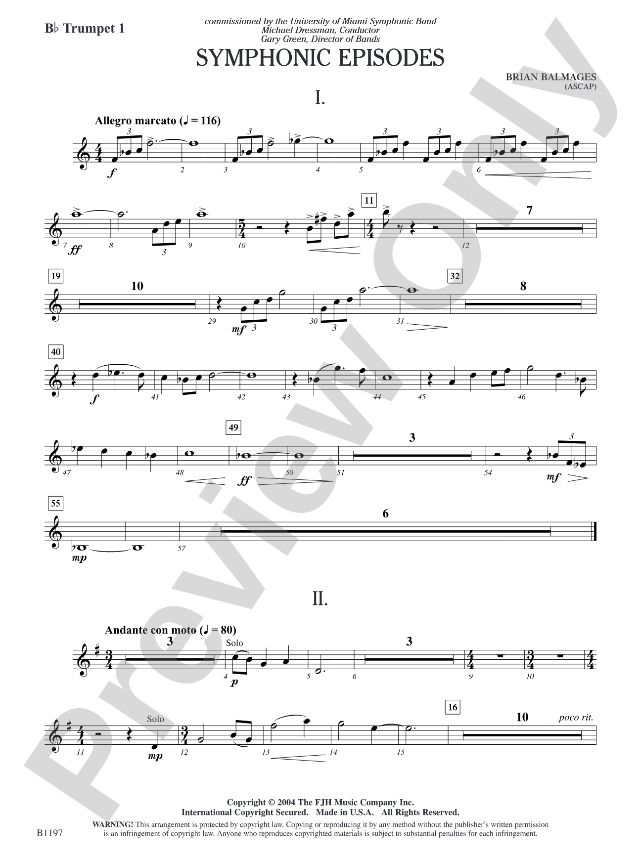 Symphonic Episodes: B-flat Trumpet 1