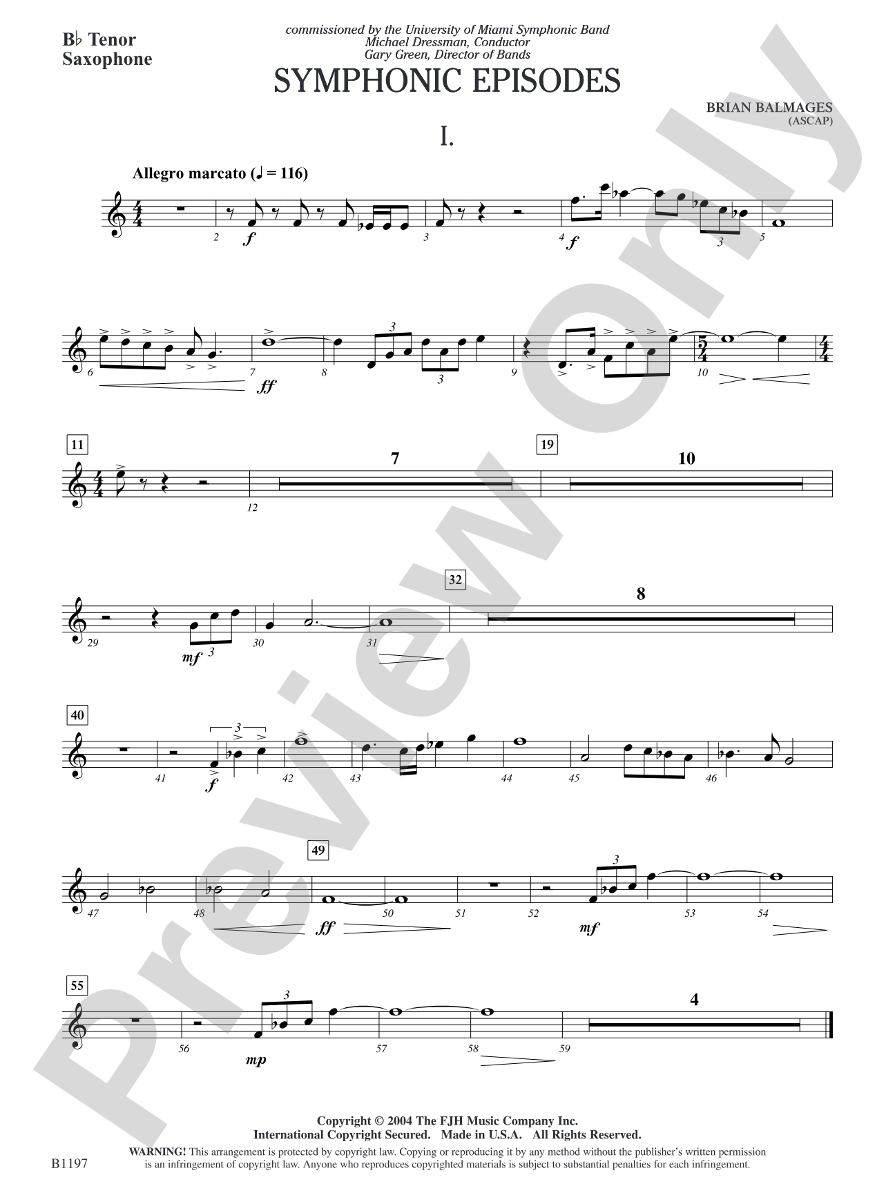 Symphonic Episodes: B-flat Tenor Saxophone