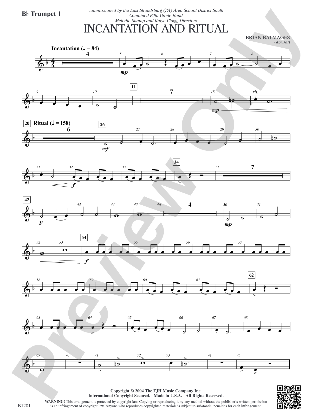 Incantation and Ritual: B-flat Trumpet 1