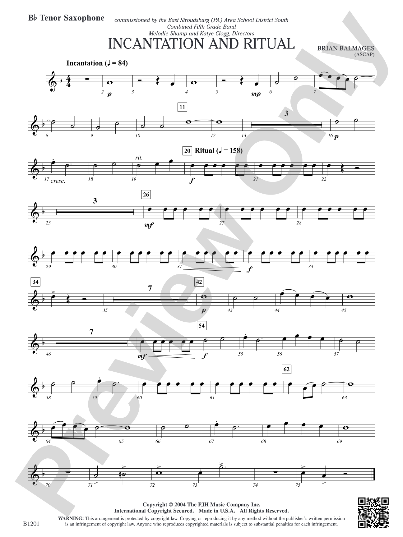 Incantation and Ritual: B-flat Tenor Saxophone