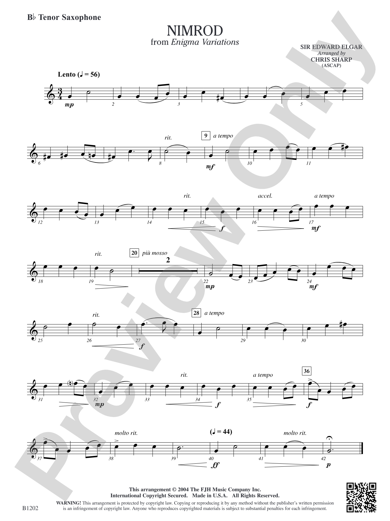 Nimrod: B-flat Tenor Saxophone