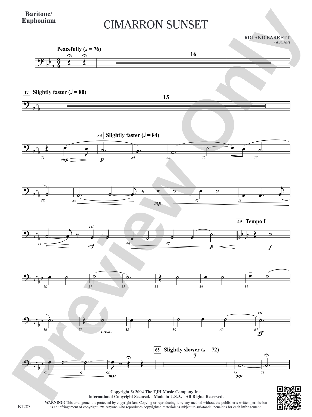 Cimarron Sunset: Baritone/Euphonium