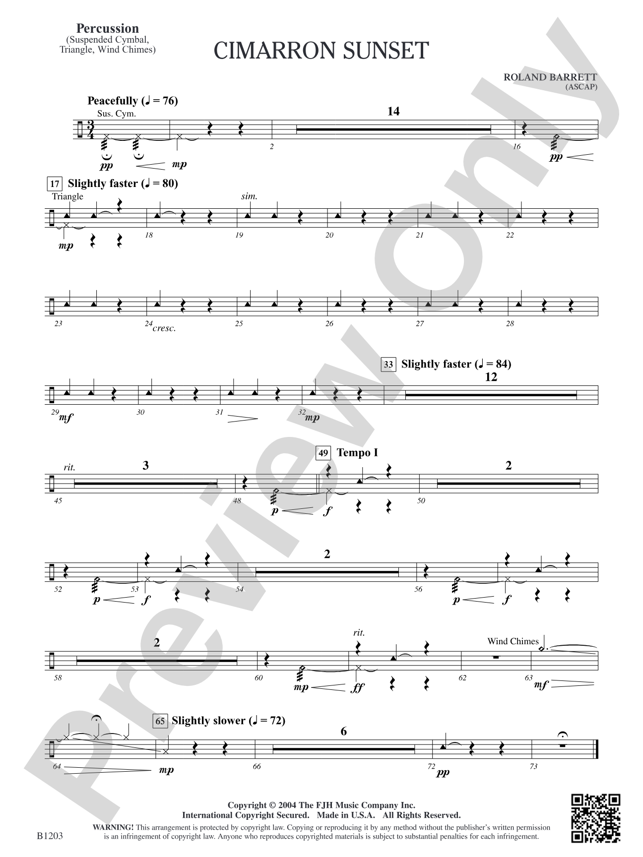 Cimarron Sunset: Percussion
