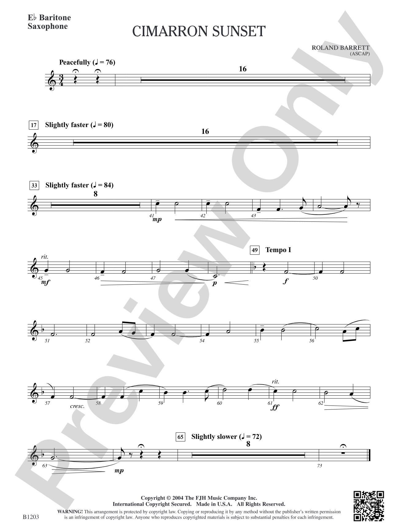 Cimarron Sunset: E-flat Baritone Saxophone