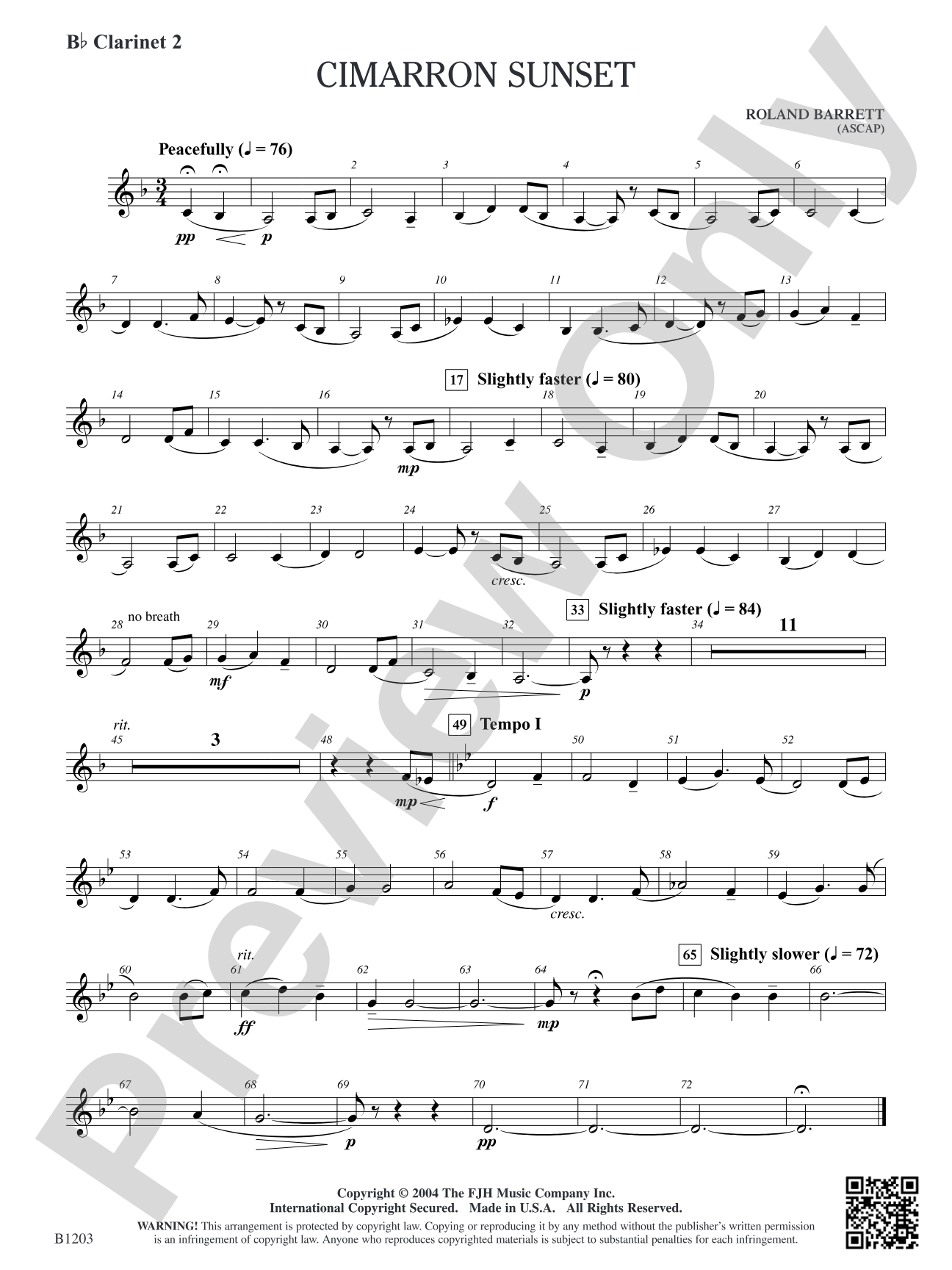 Cimarron Sunset: B-flat Clarinet 2