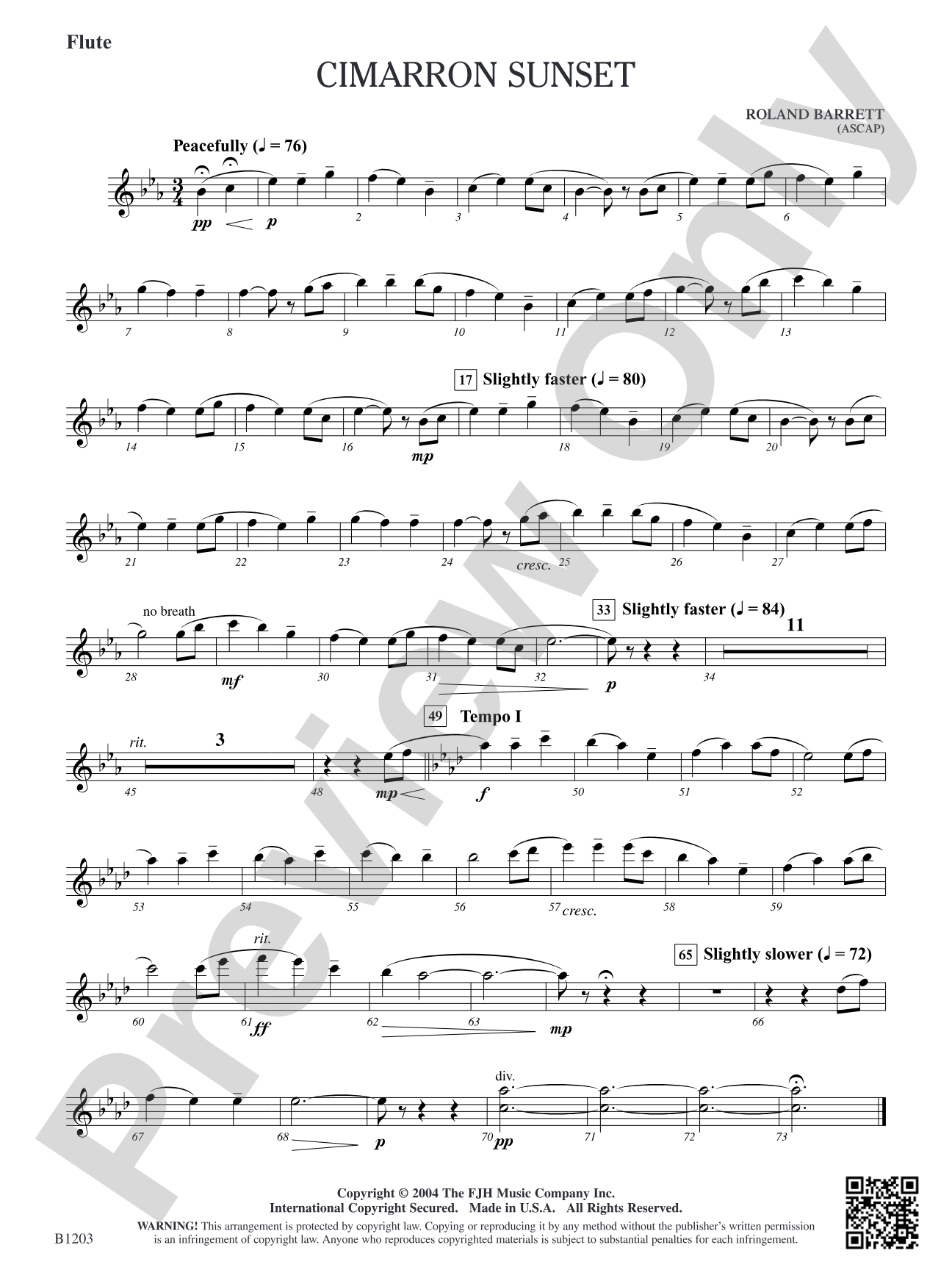 Cimarron Sunset: Flute