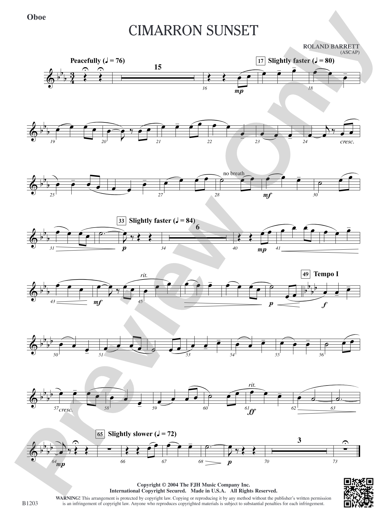 Cimarron Sunset: Oboe