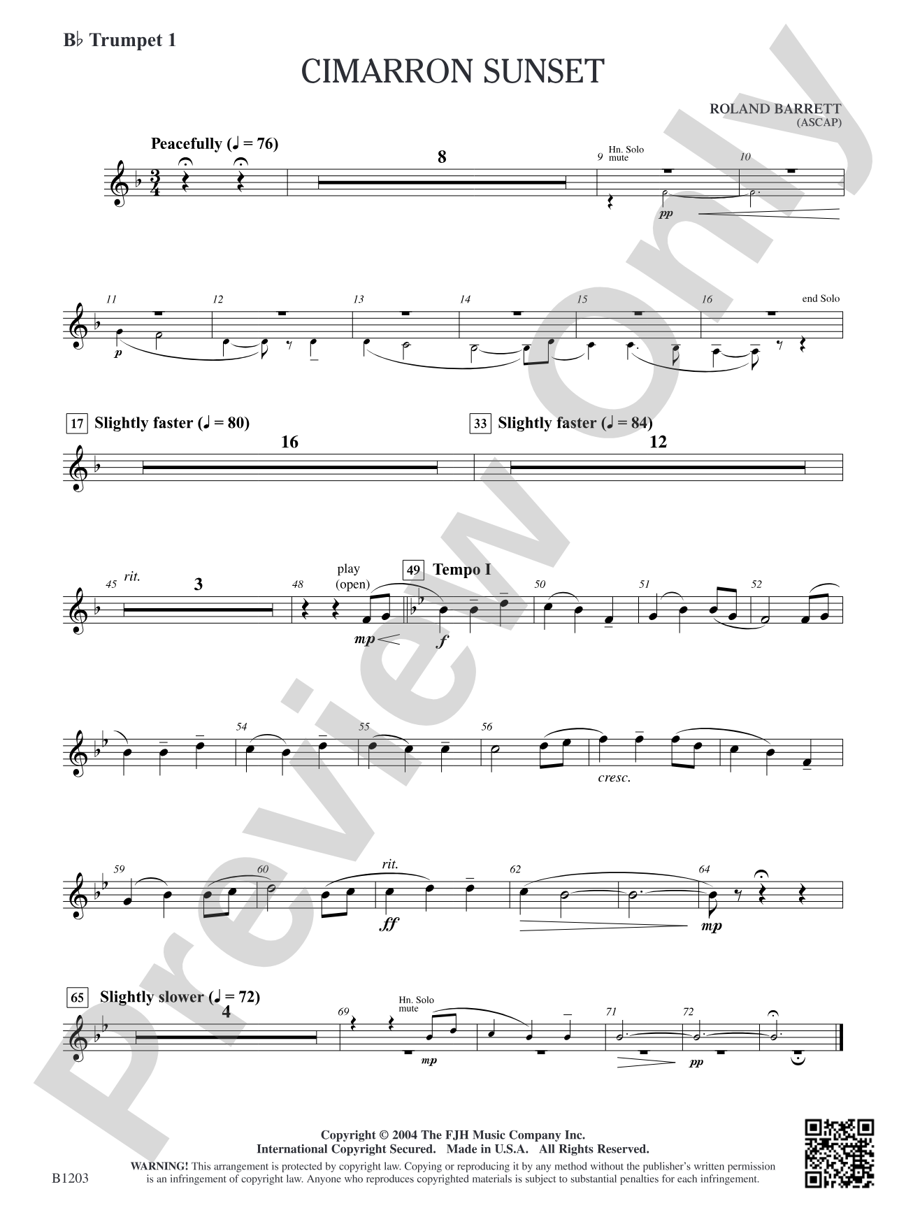 Cimarron Sunset: B-flat Trumpet 1