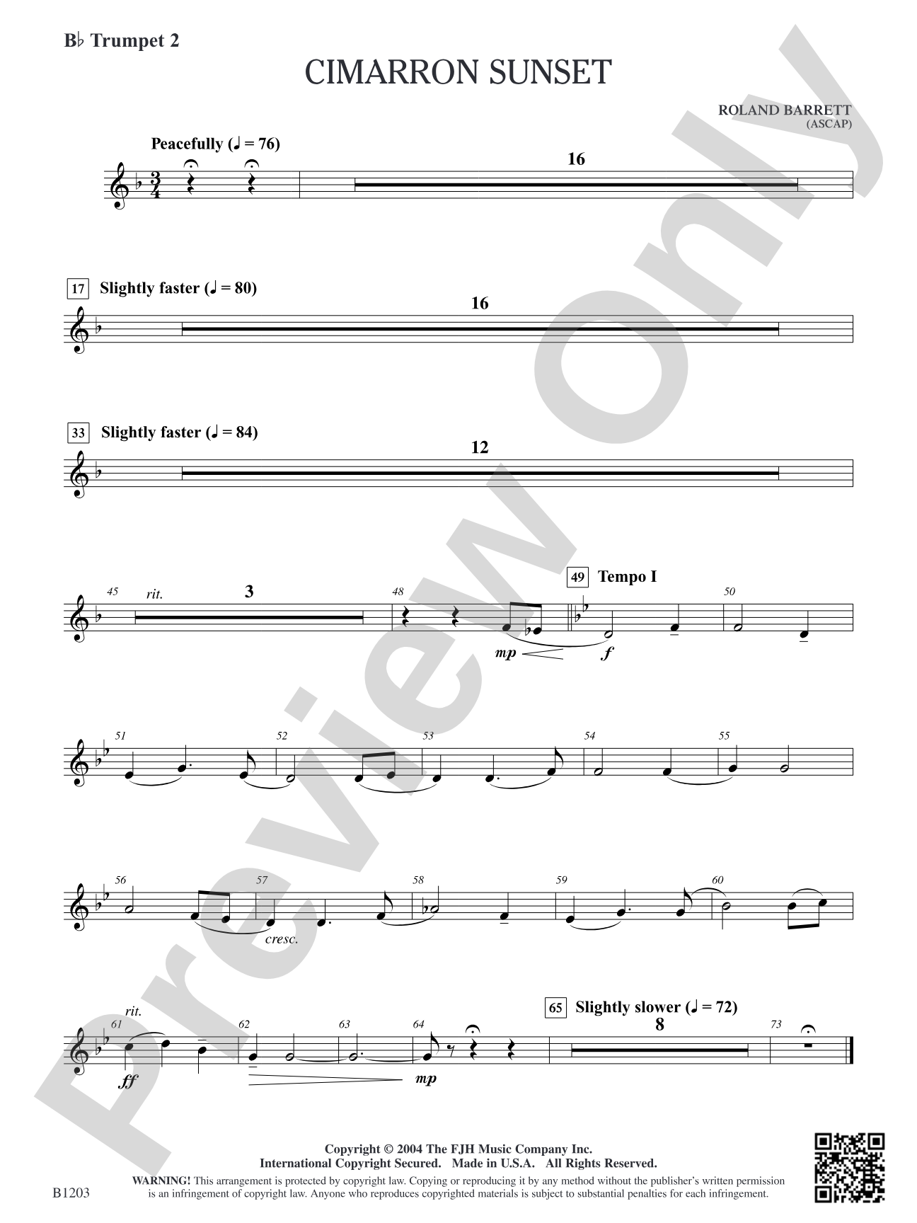 Cimarron Sunset: B-flat Trumpet 2