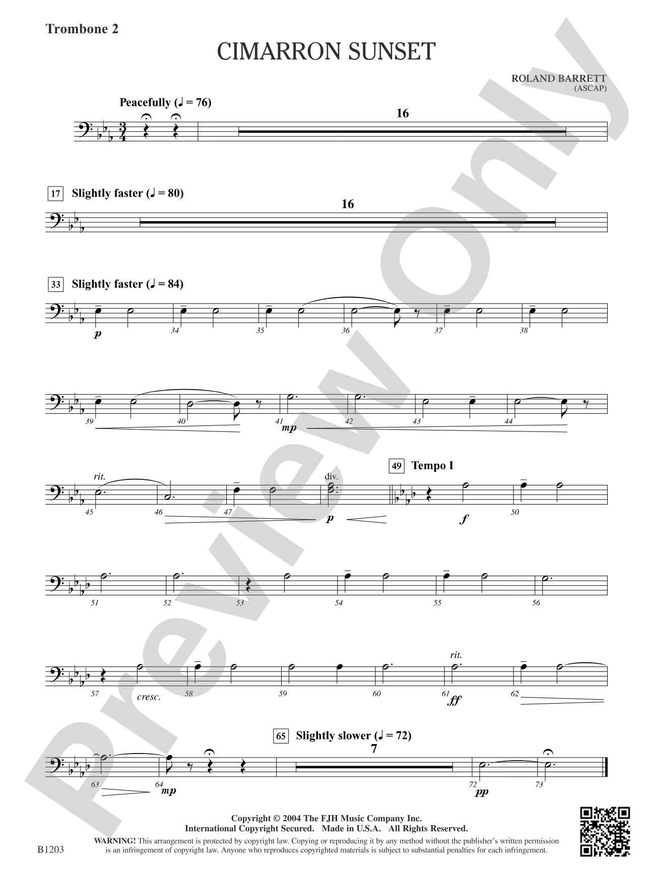 Cimarron Sunset: Trombone 2