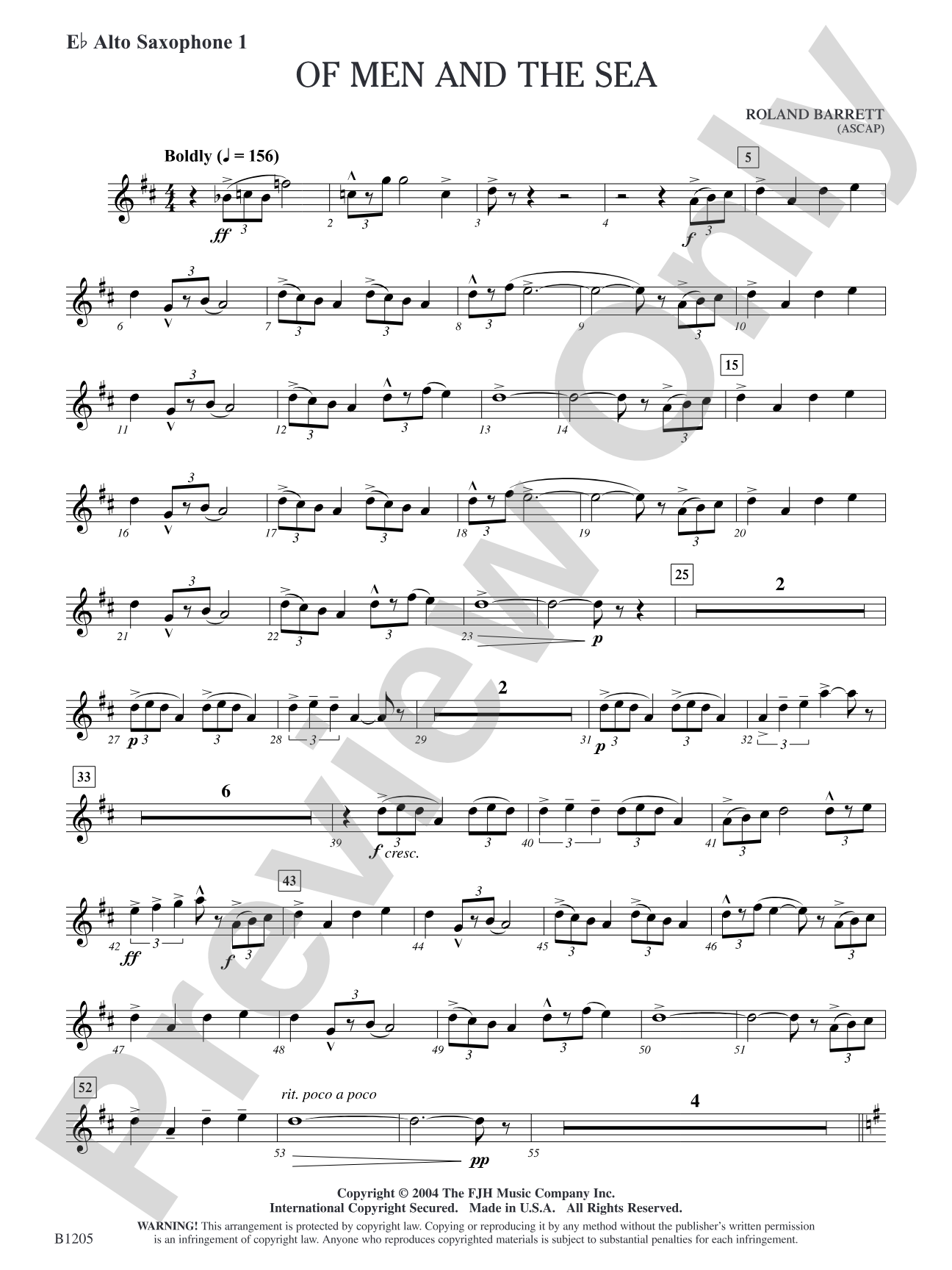 Of Men and the Sea: E-flat Alto Saxophone 1