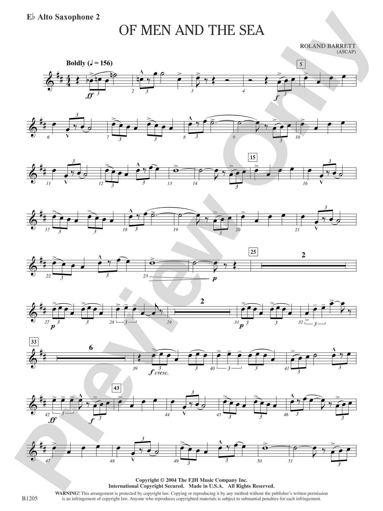 Of Men and the Sea: E-flat Alto Saxophone 2