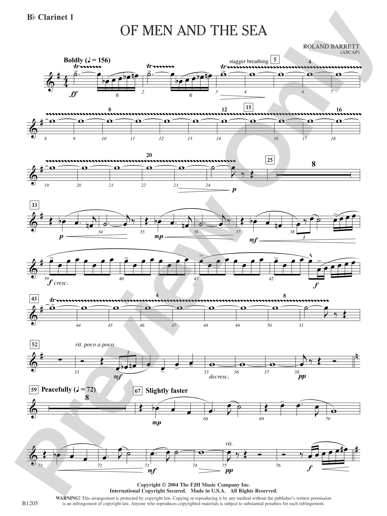 Of Men and the Sea: B-flat Clarinet 1