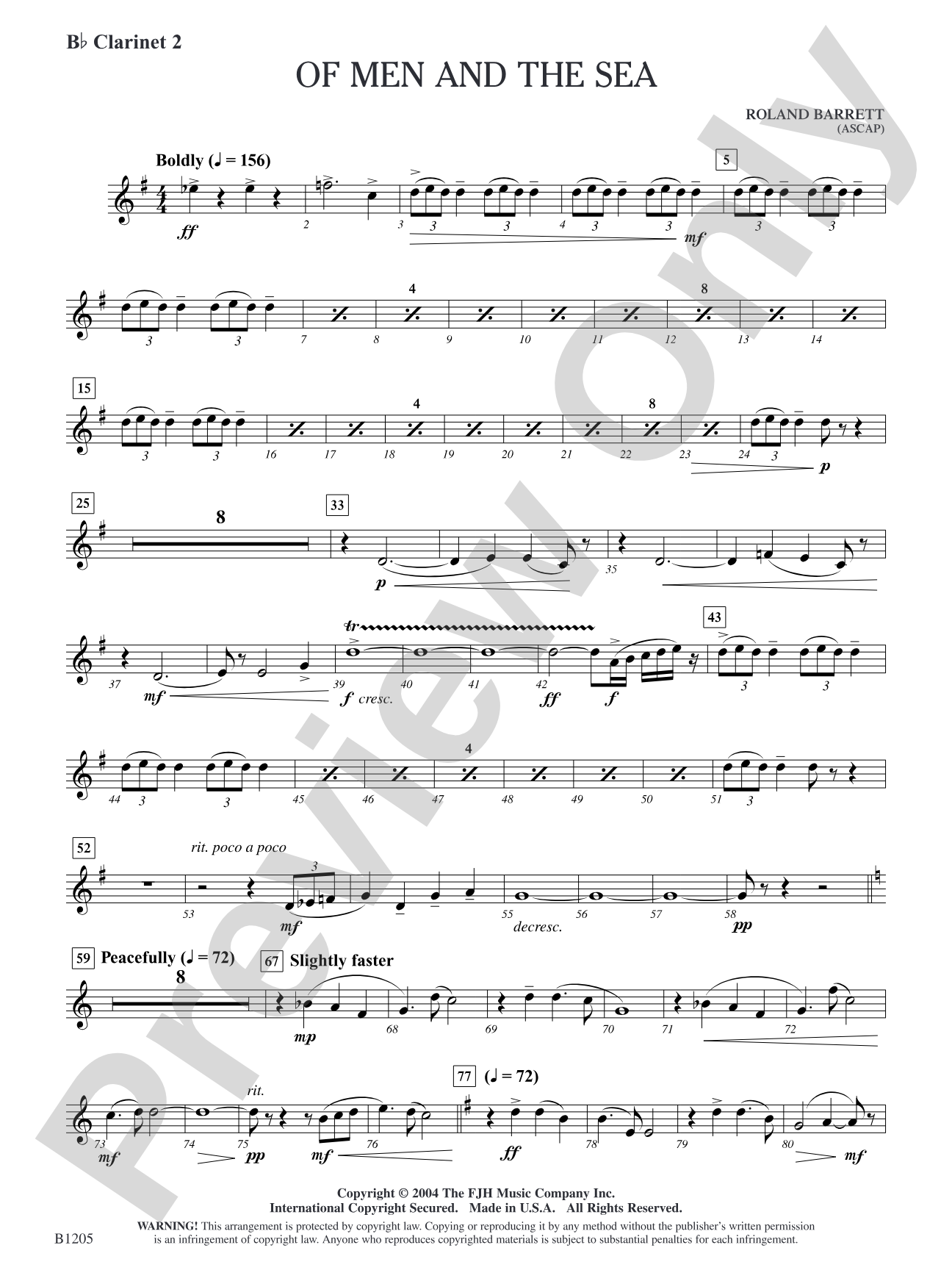 Of Men and the Sea: B-flat Clarinet 2