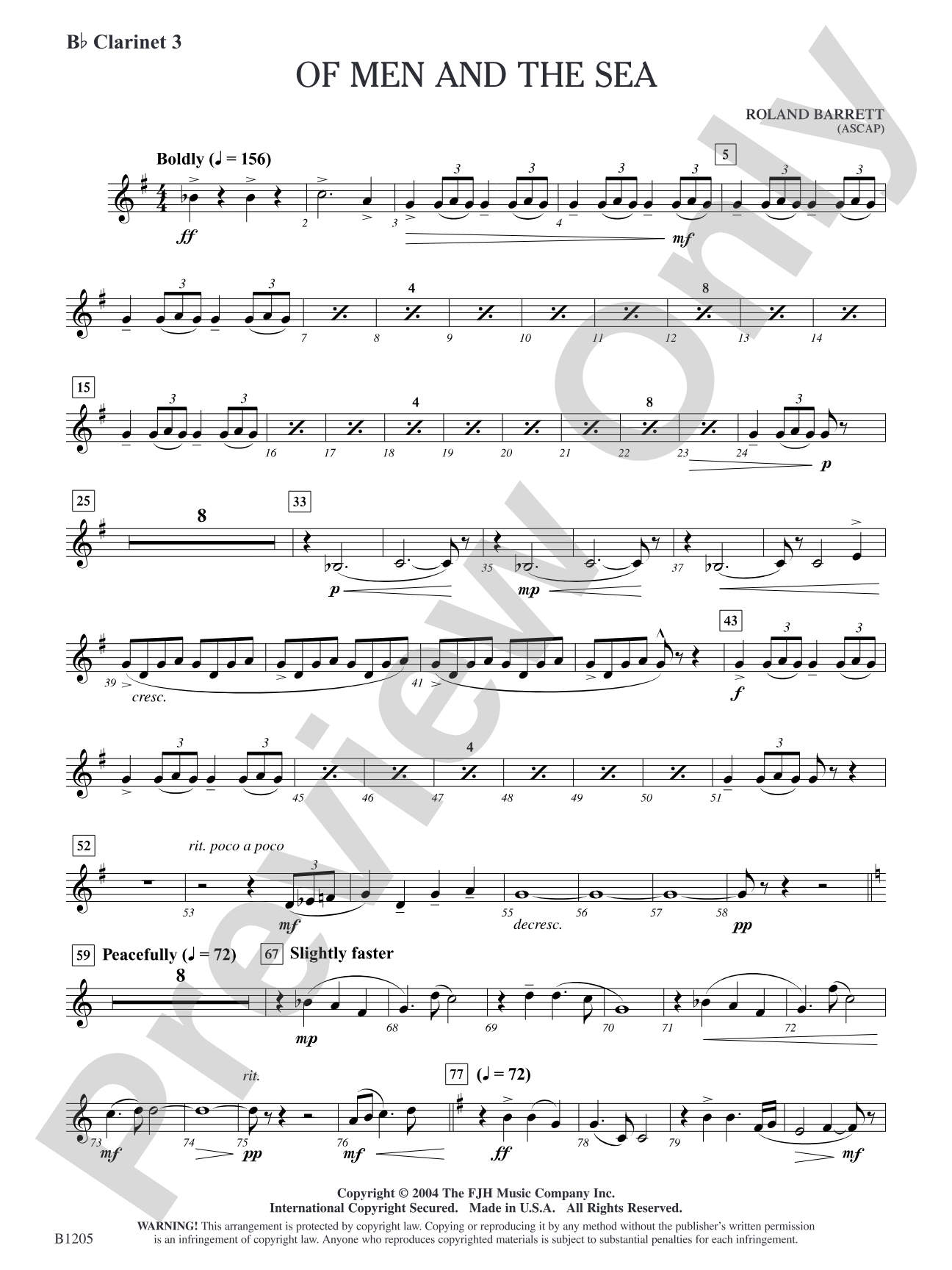 Of Men and the Sea: B-flat Clarinet 3