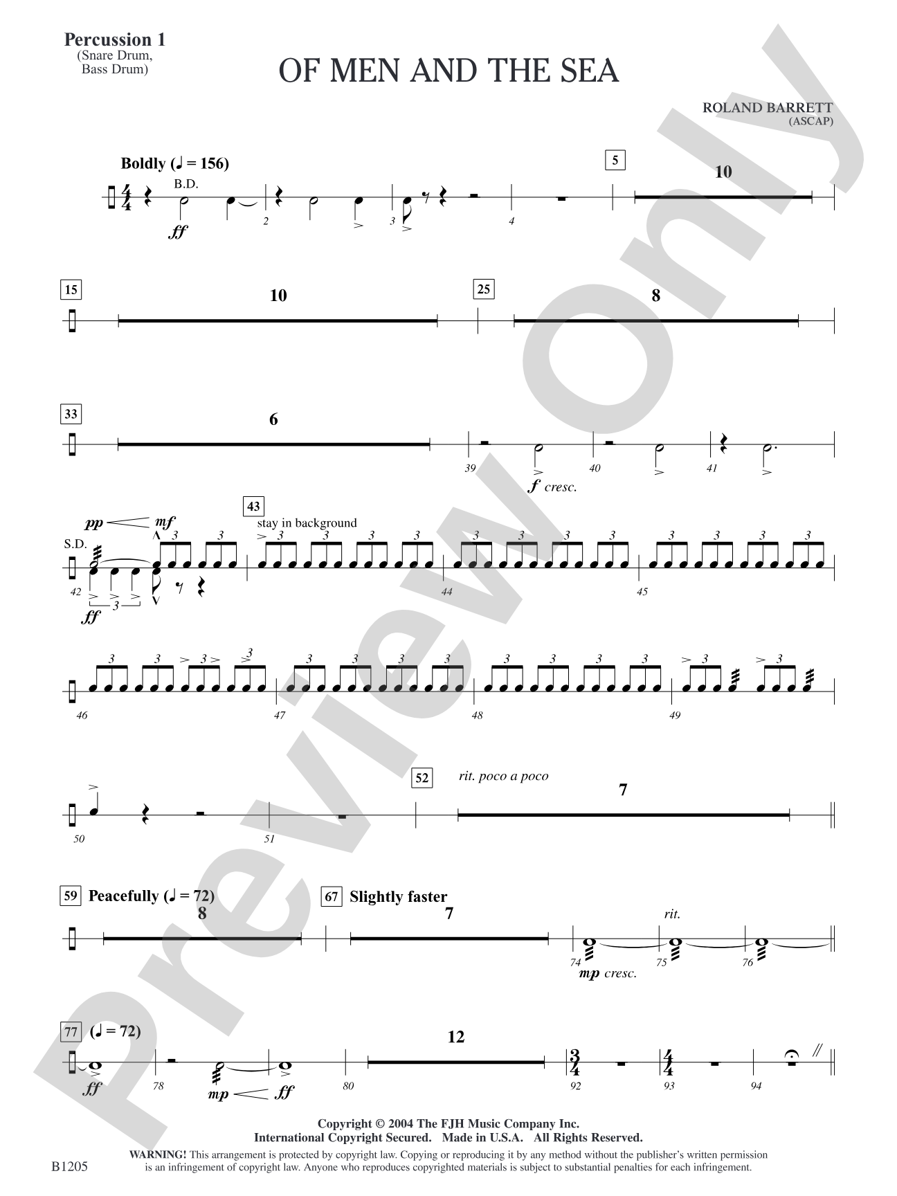 Of Men and the Sea: Percussion 1