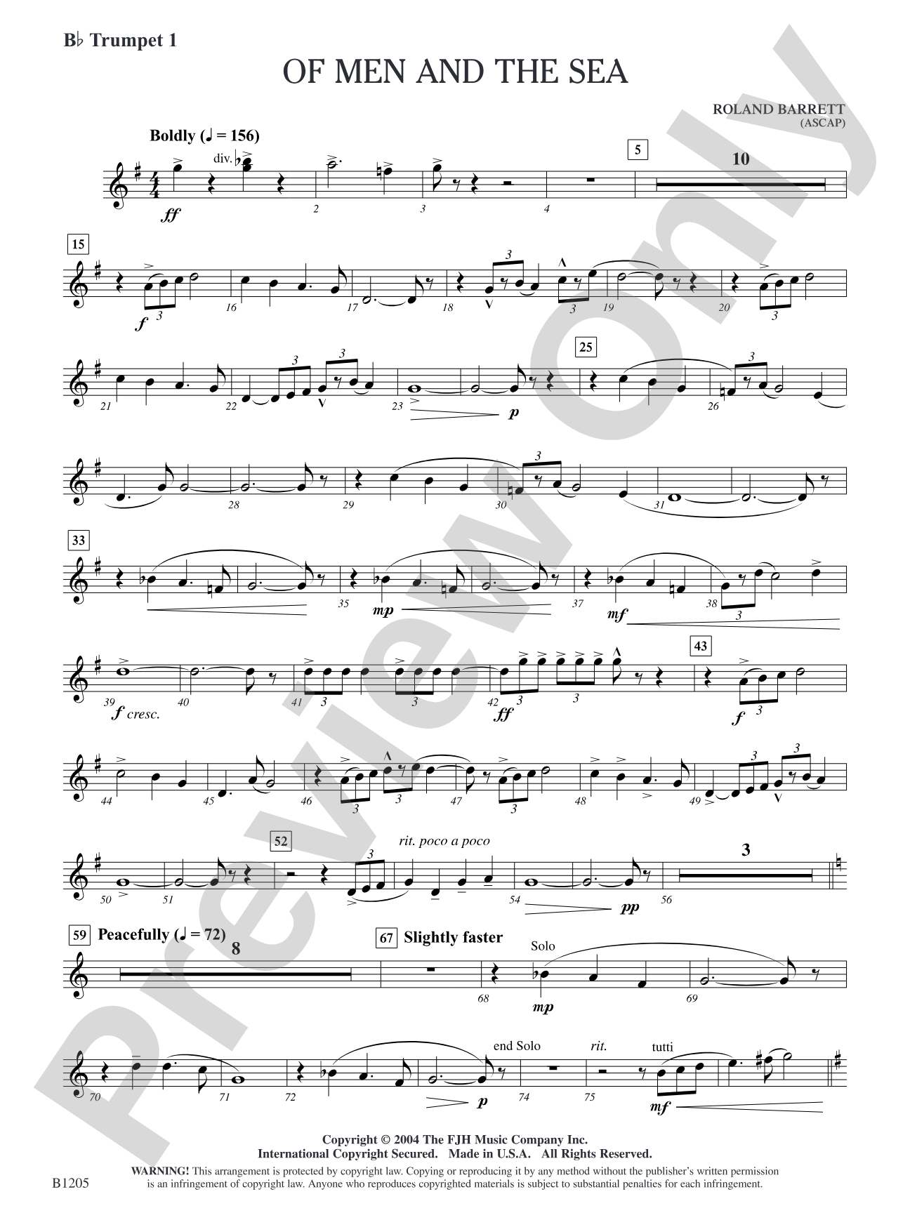 Of Men and the Sea: B-flat Trumpet 1