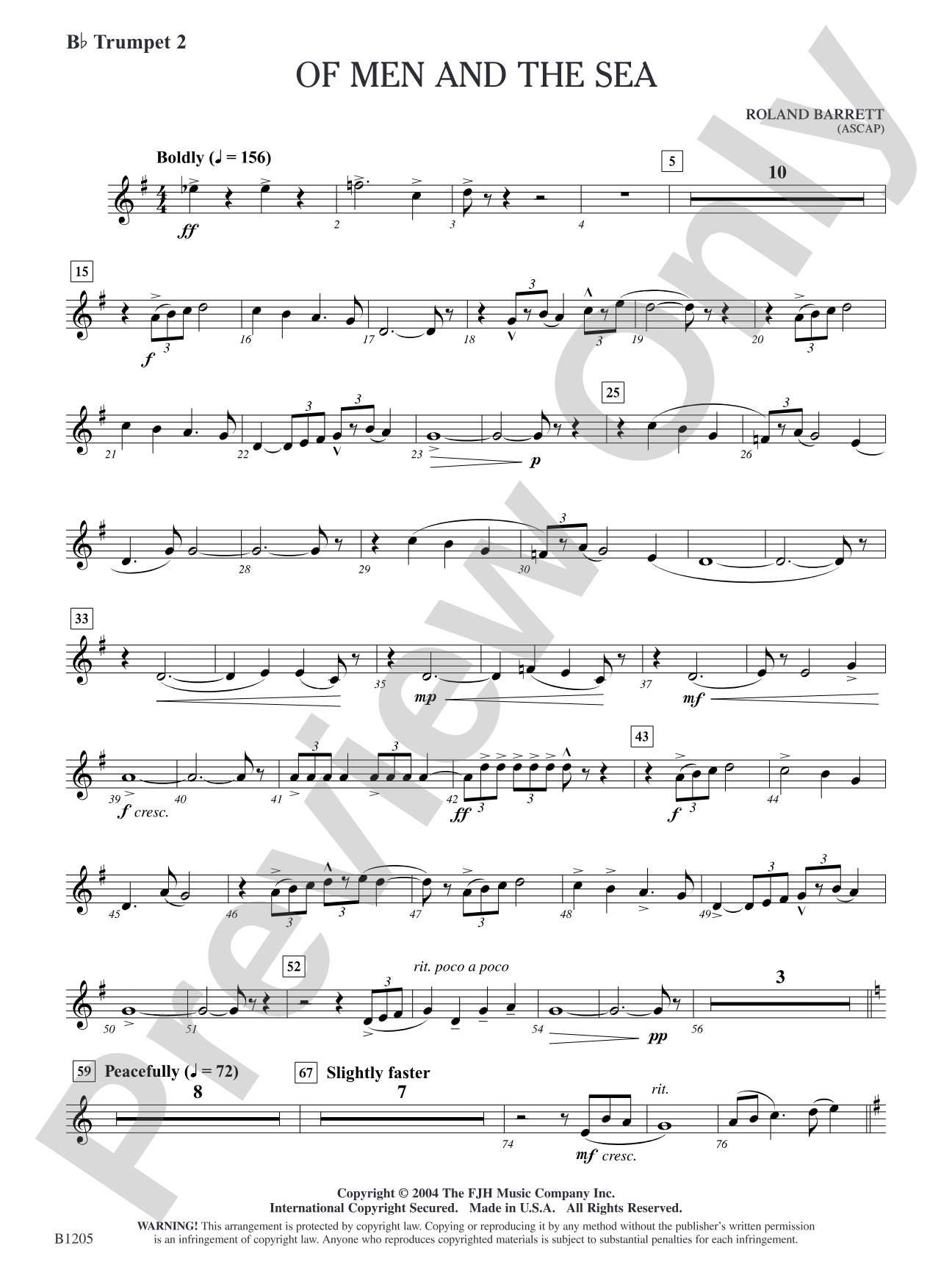 Of Men and the Sea: B-flat Trumpet 2