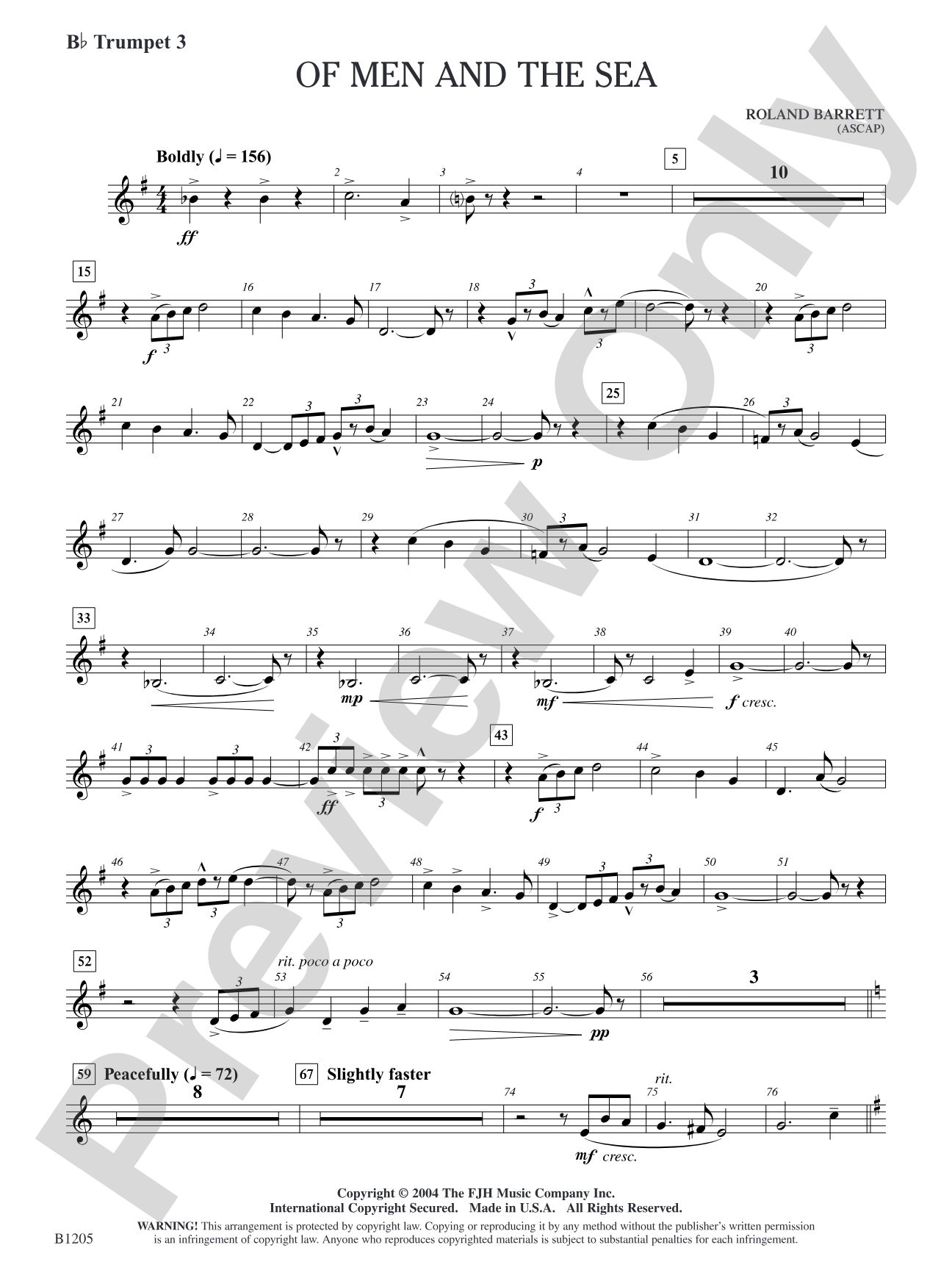 Of Men and the Sea: B-flat Trumpet 3