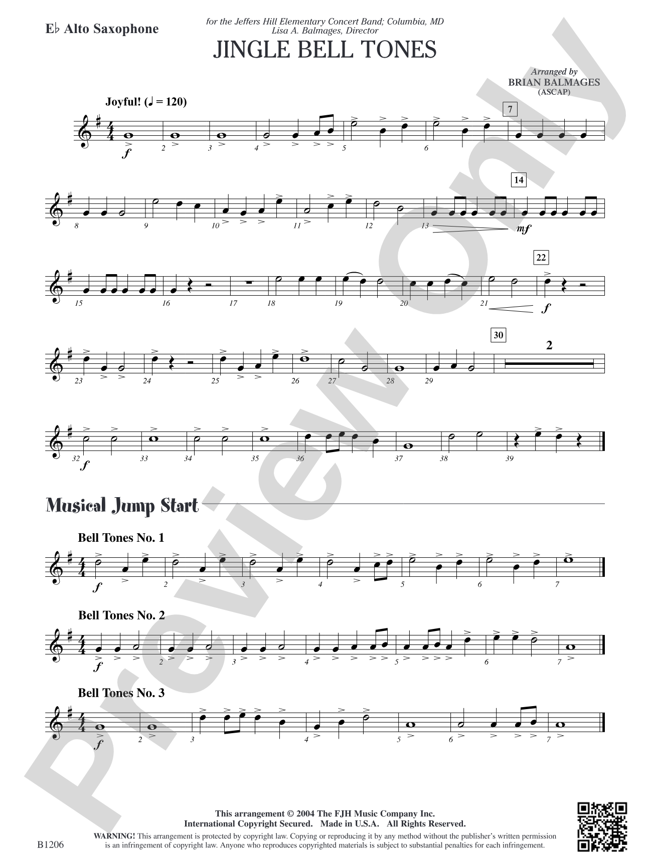 Jingle Bell Tones: E-flat Alto Saxophone
