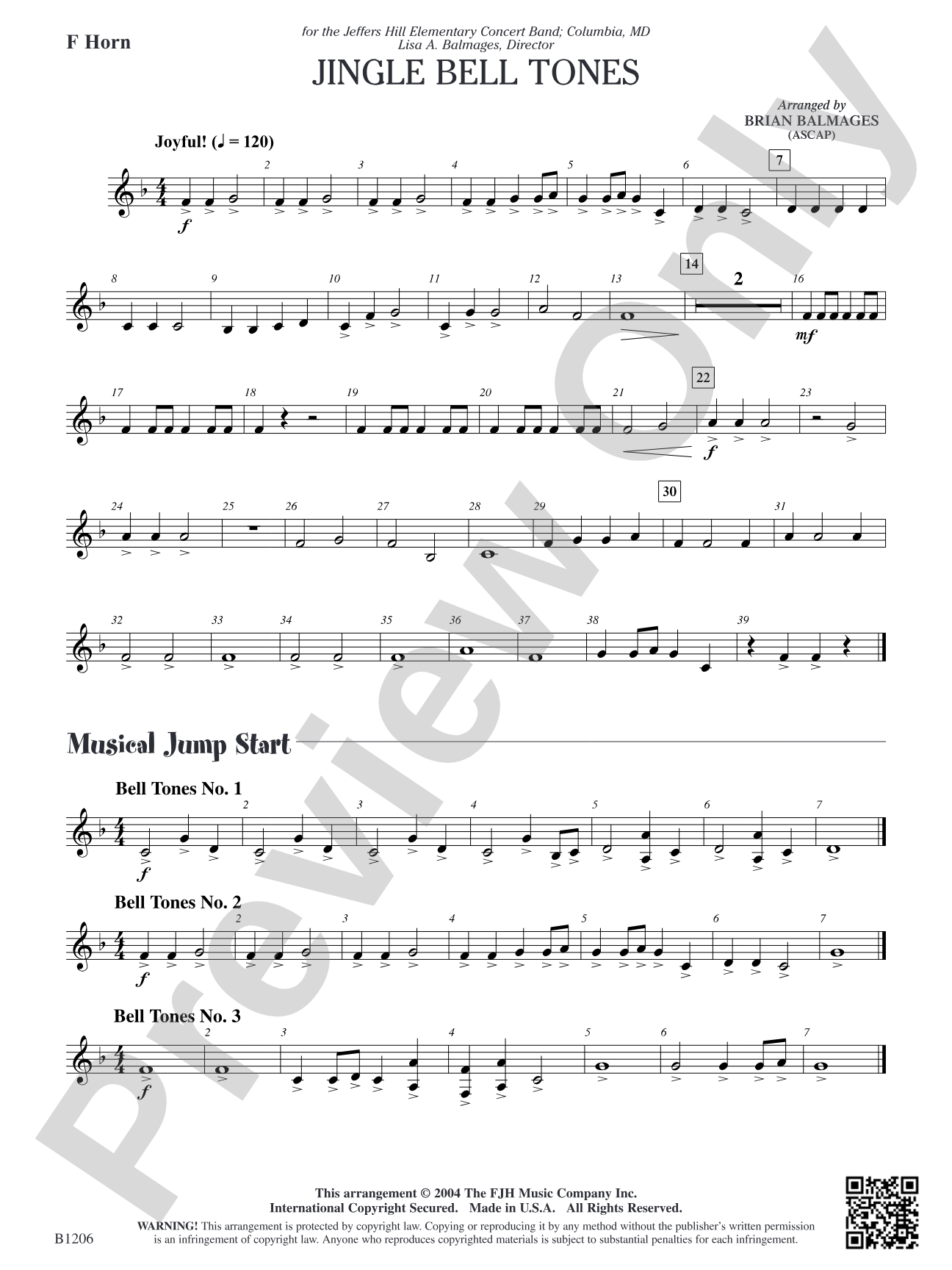Jingle Bell Tones: F Horn