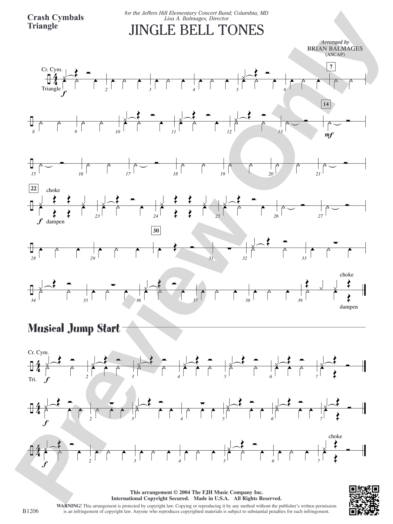 Jingle Bell Tones: Optional Crash Cymbals/Triangle