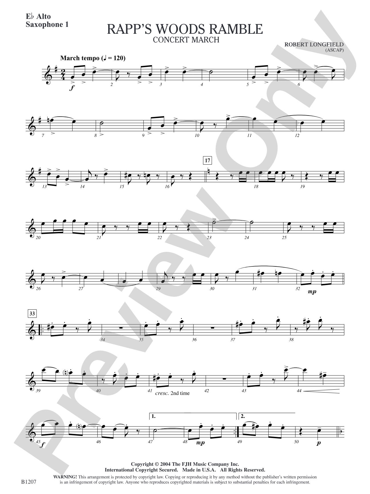 Rapp's Woods Ramble: E-flat Alto Saxophone 1