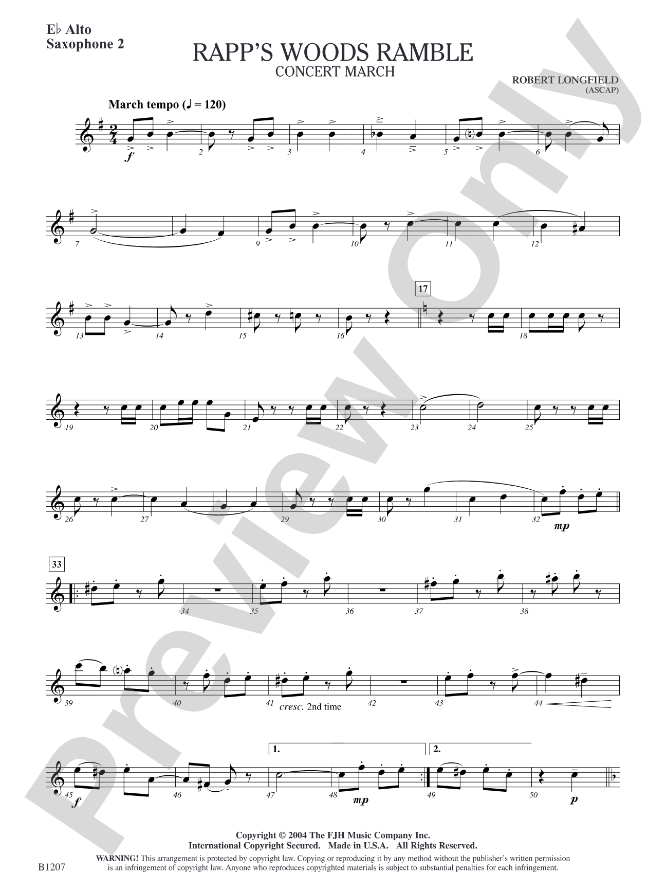Rapp's Woods Ramble: E-flat Alto Saxophone 2