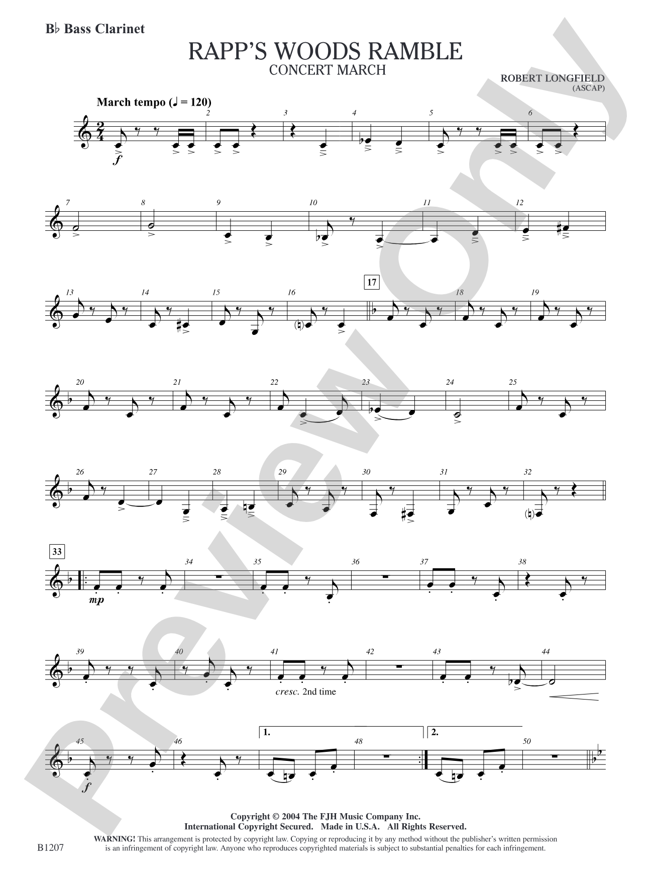 Rapp's Woods Ramble: B-flat Bass Clarinet