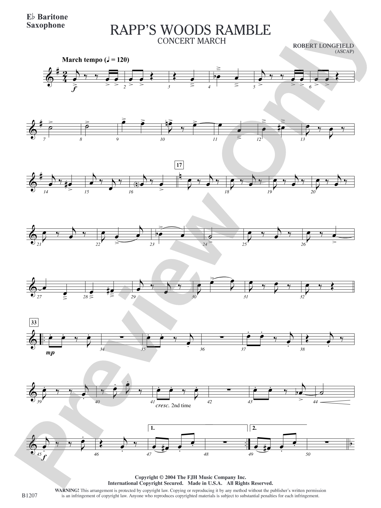 Rapp's Woods Ramble: E-flat Baritone Saxophone