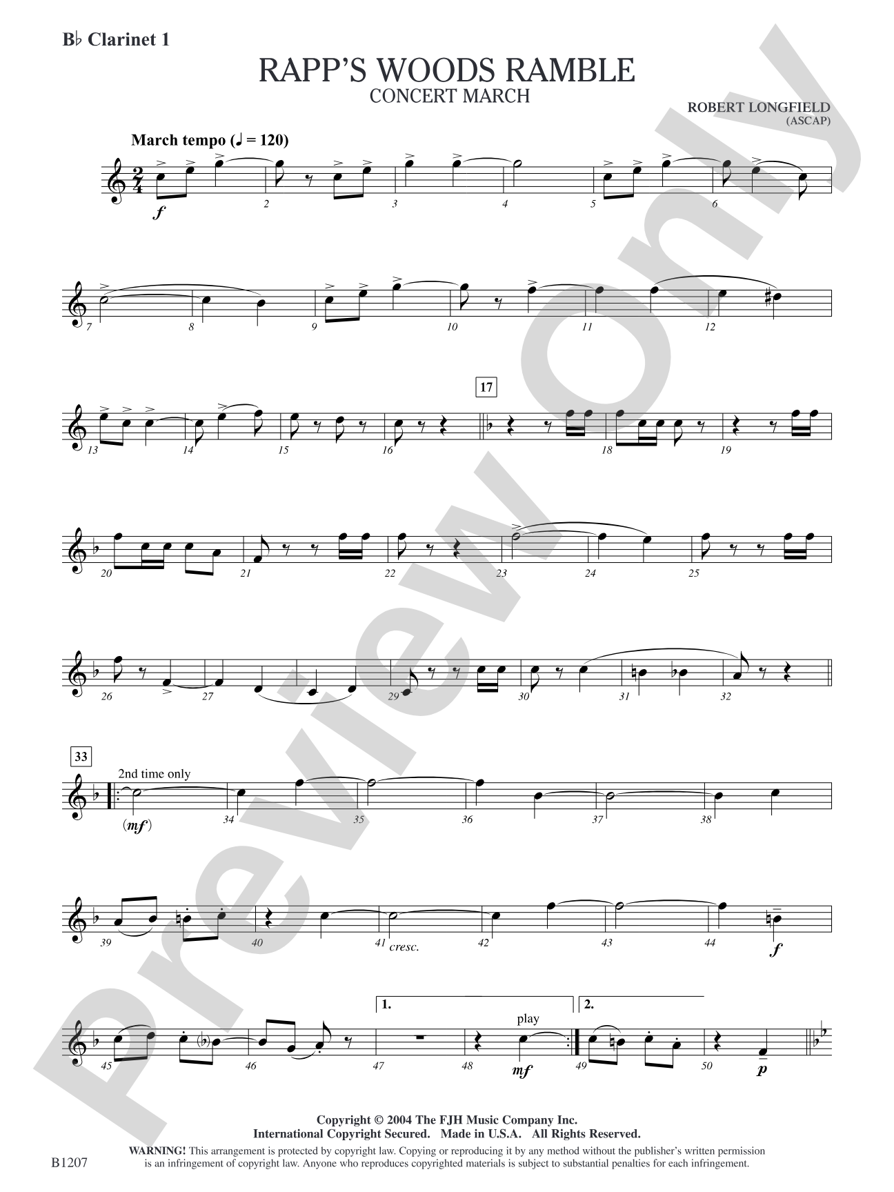Rapp's Woods Ramble: B-flat Clarinet 1