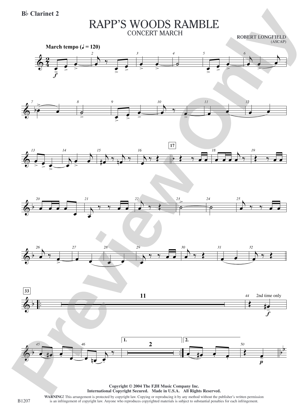 Rapp's Woods Ramble: B-flat Clarinet 2