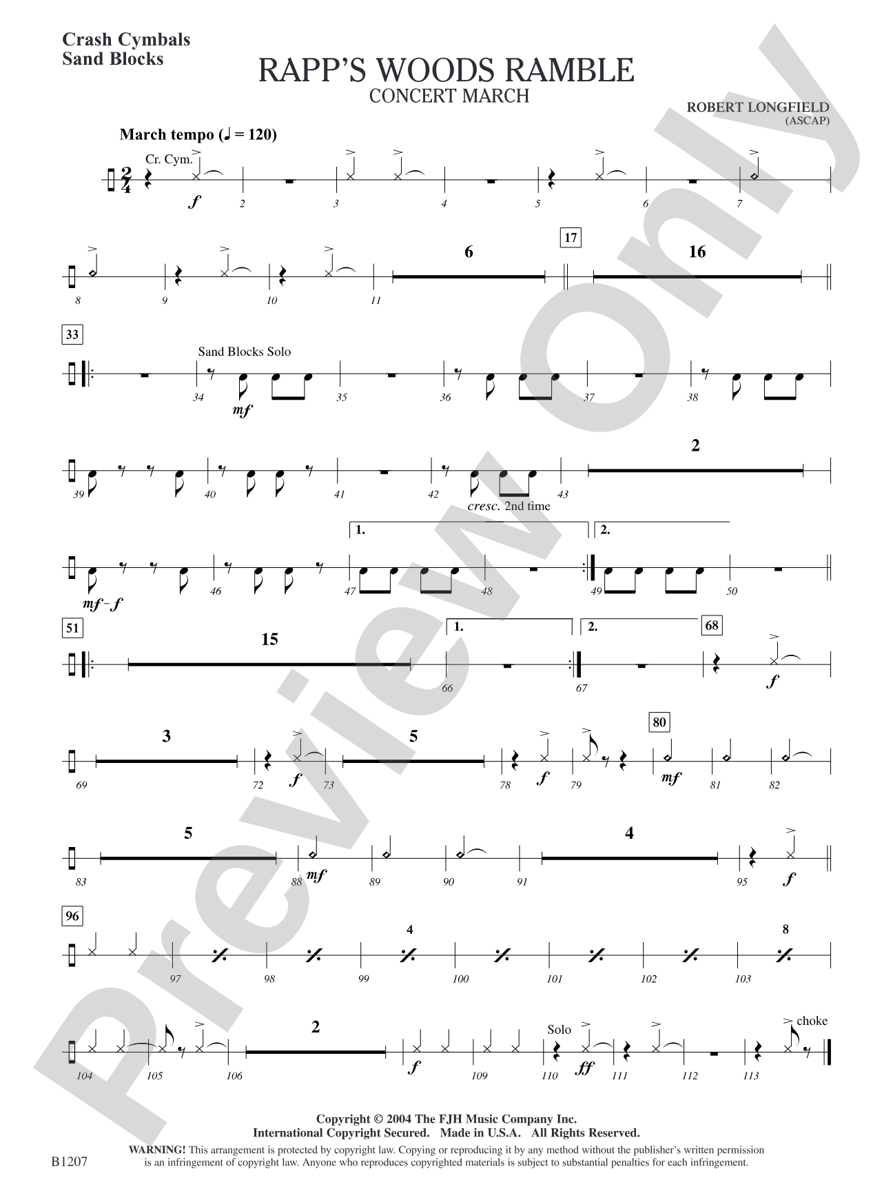 Rapp's Woods Ramble: Crash Cymbals / Sand Blocks